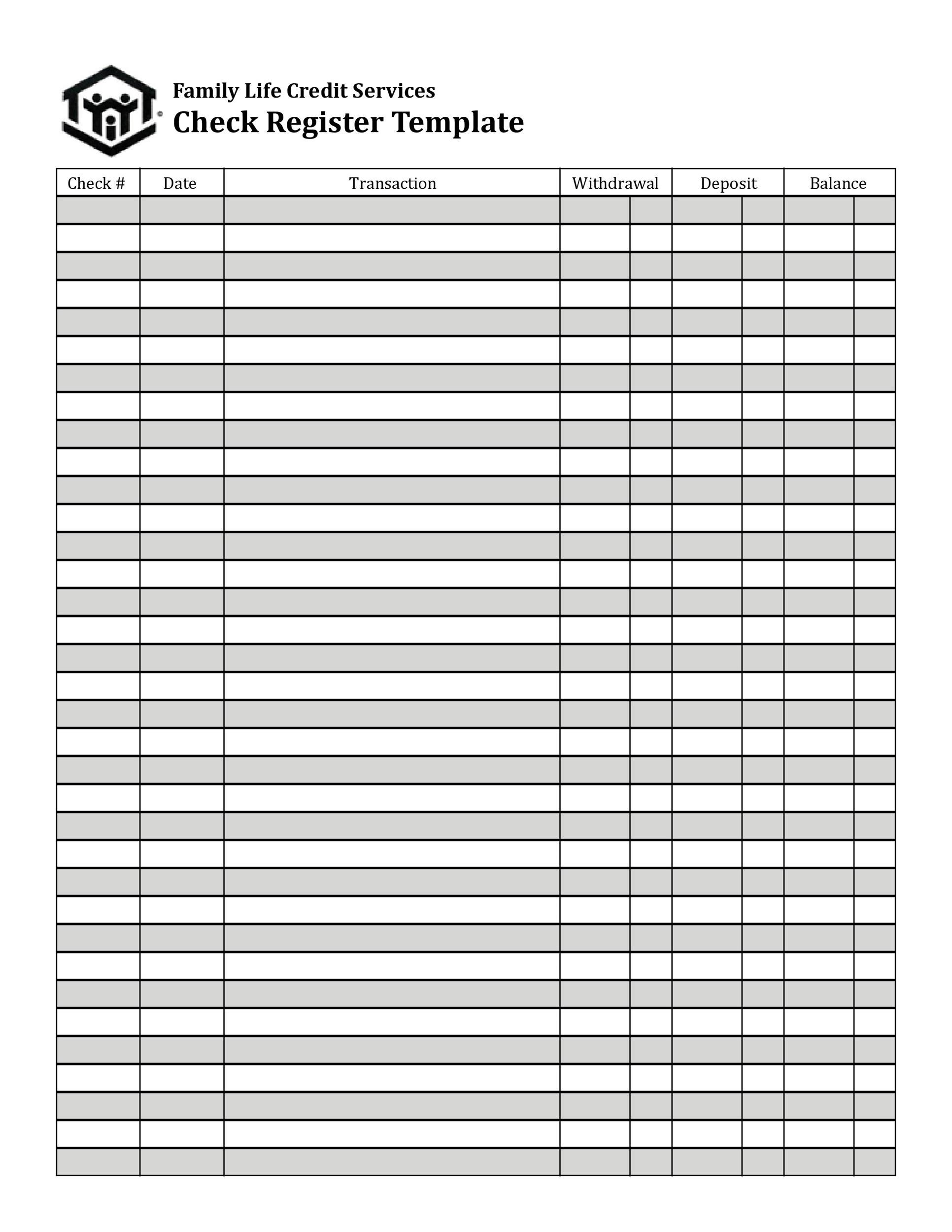 37 Checkbook Register Templates 100% Free Printable Template Lab