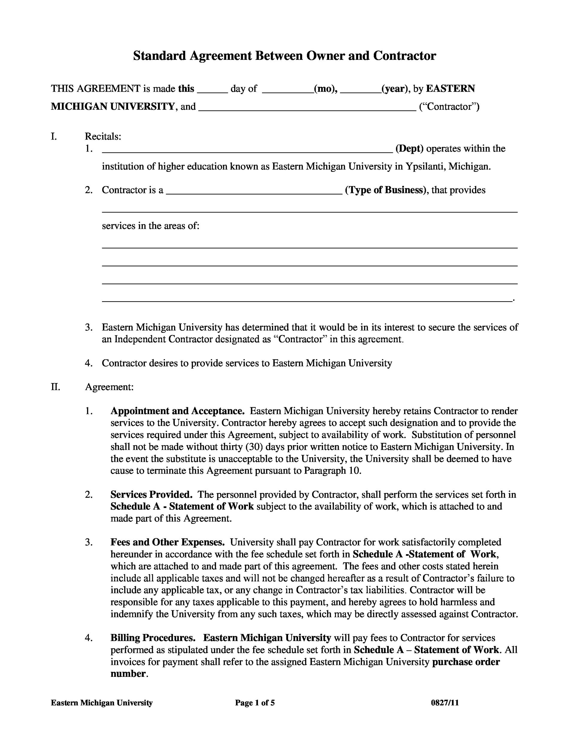 Free Contract Work Agreement Template Master of Documents