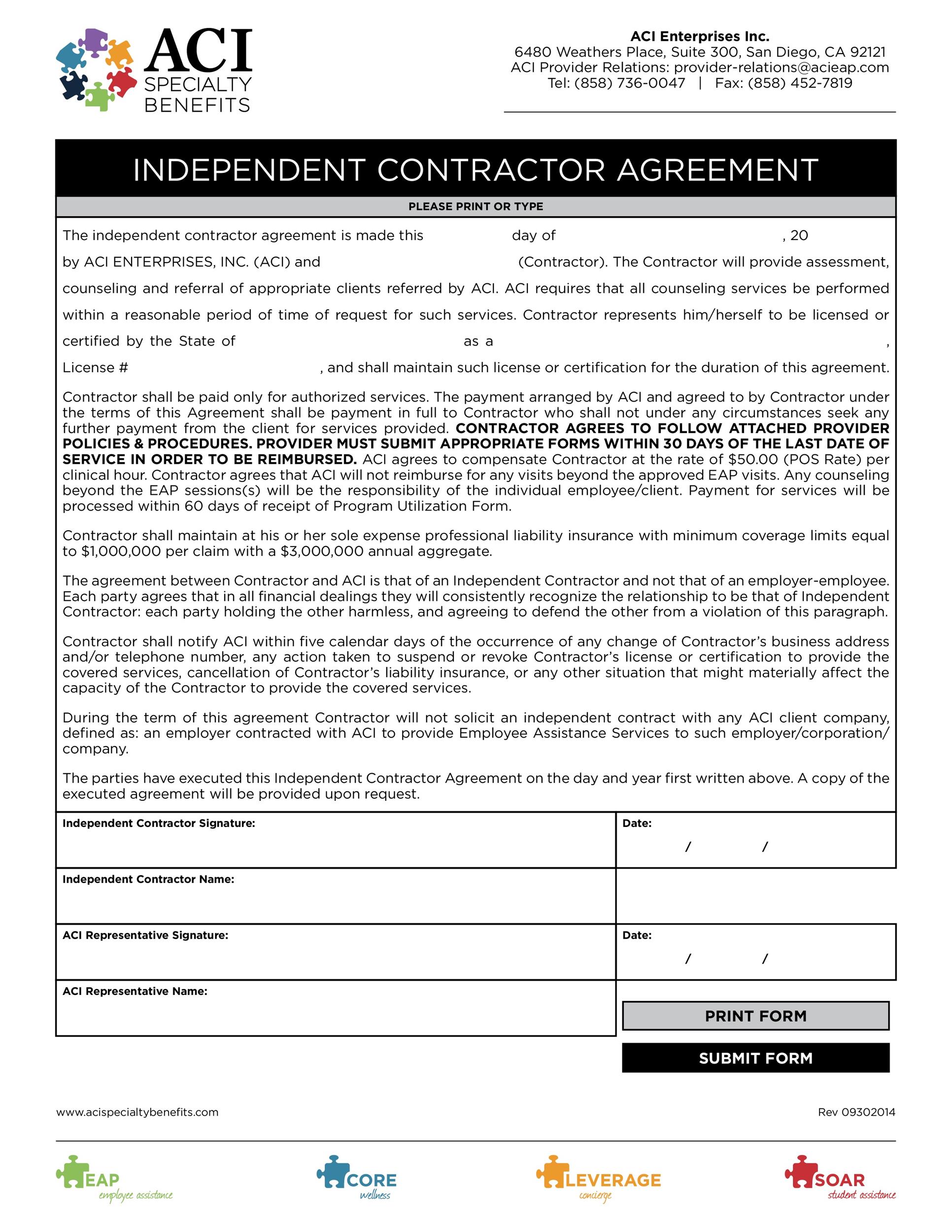 50 FREE Independent Contractor Agreement Forms Templates 30352 Hot
