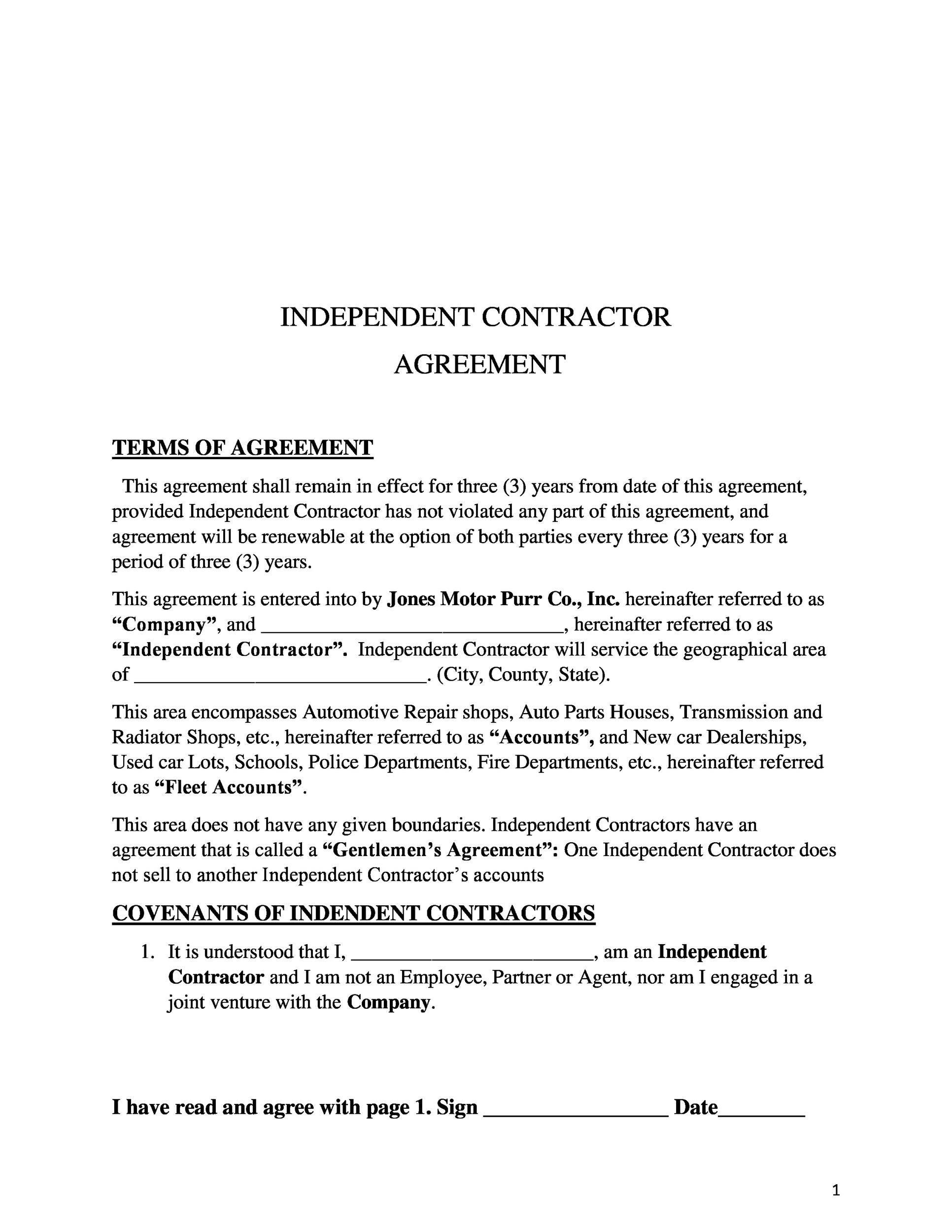 50  FREE Independent Contractor Agreement Forms Templates