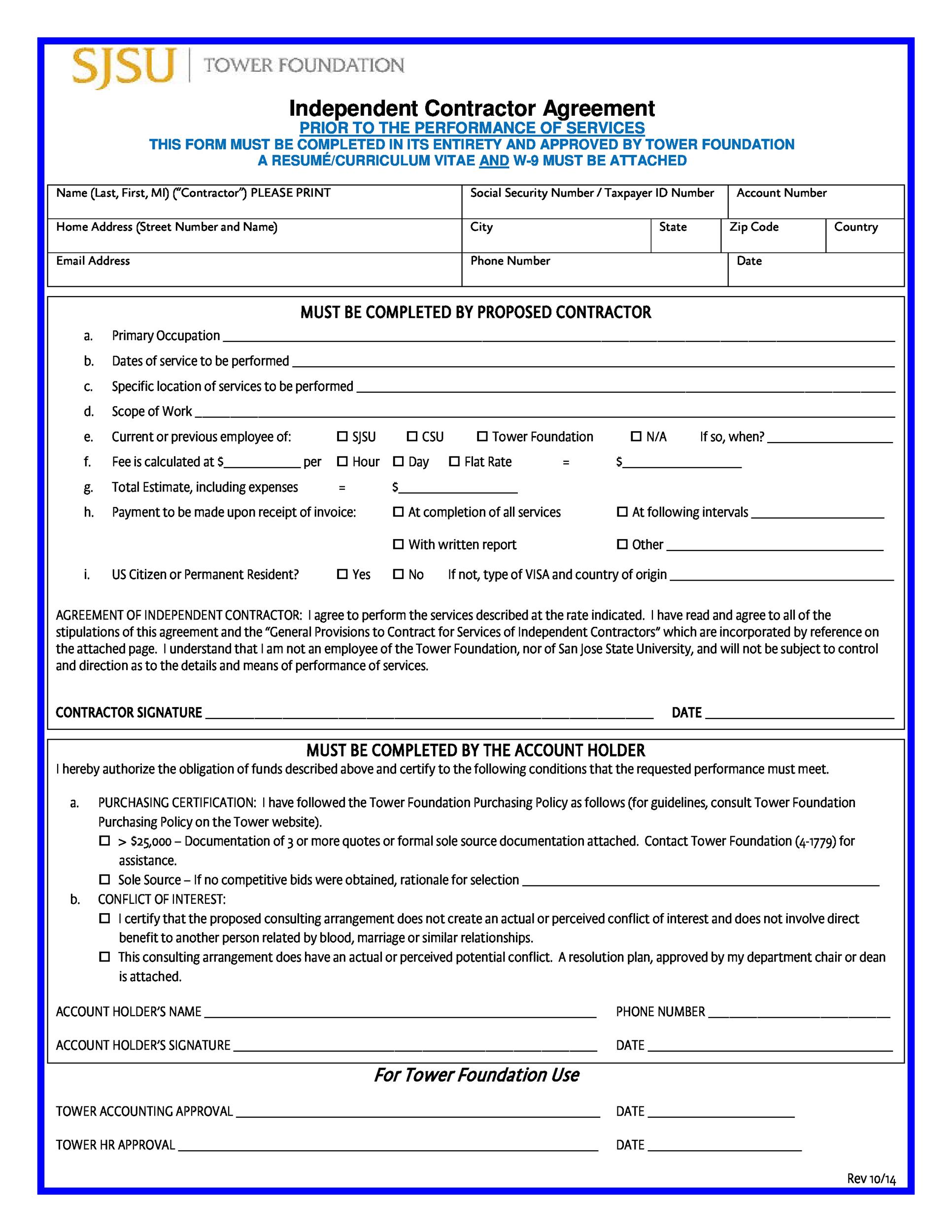 50 FREE Independent Contractor Agreement Forms Templates