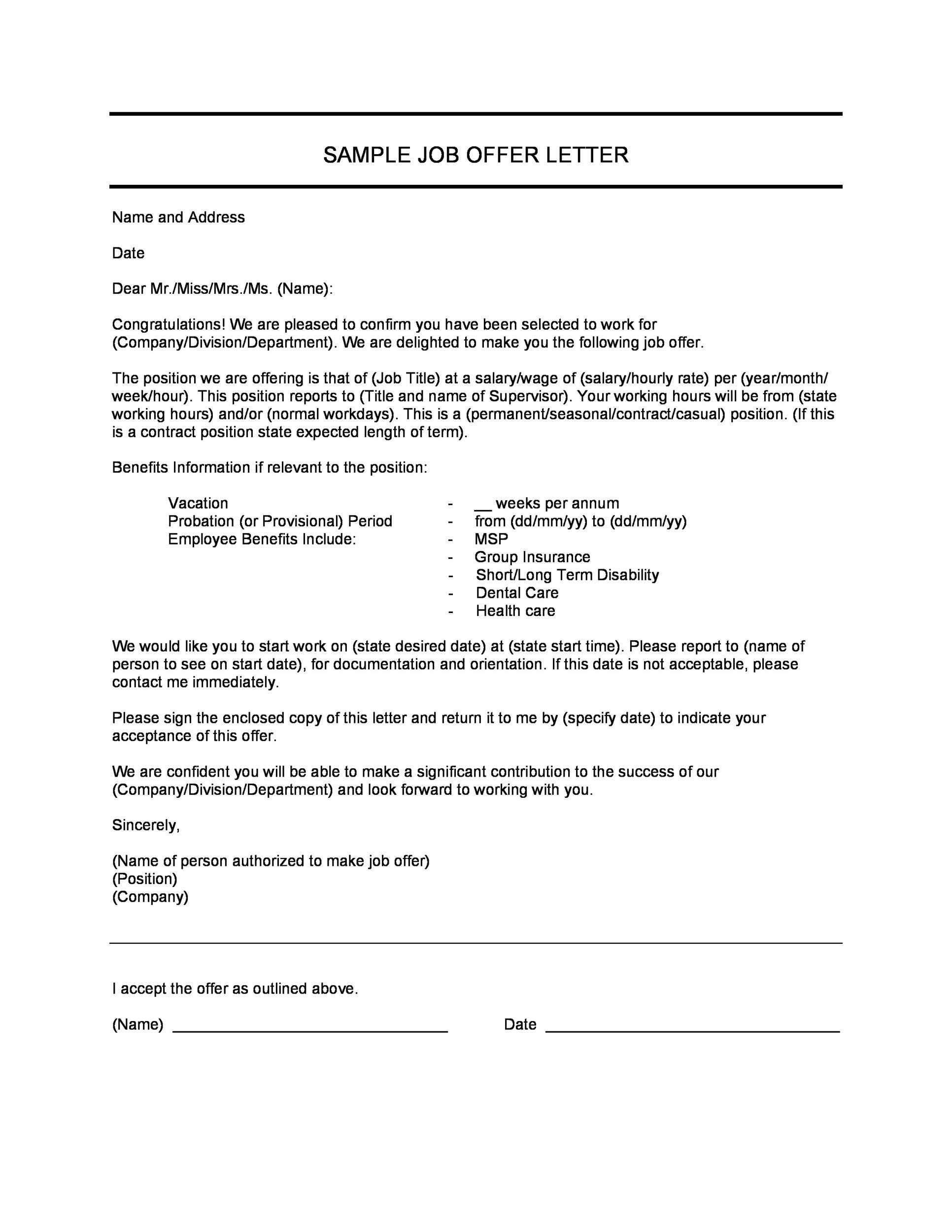 Letter For A Job Offer Grude Interpretomics Co