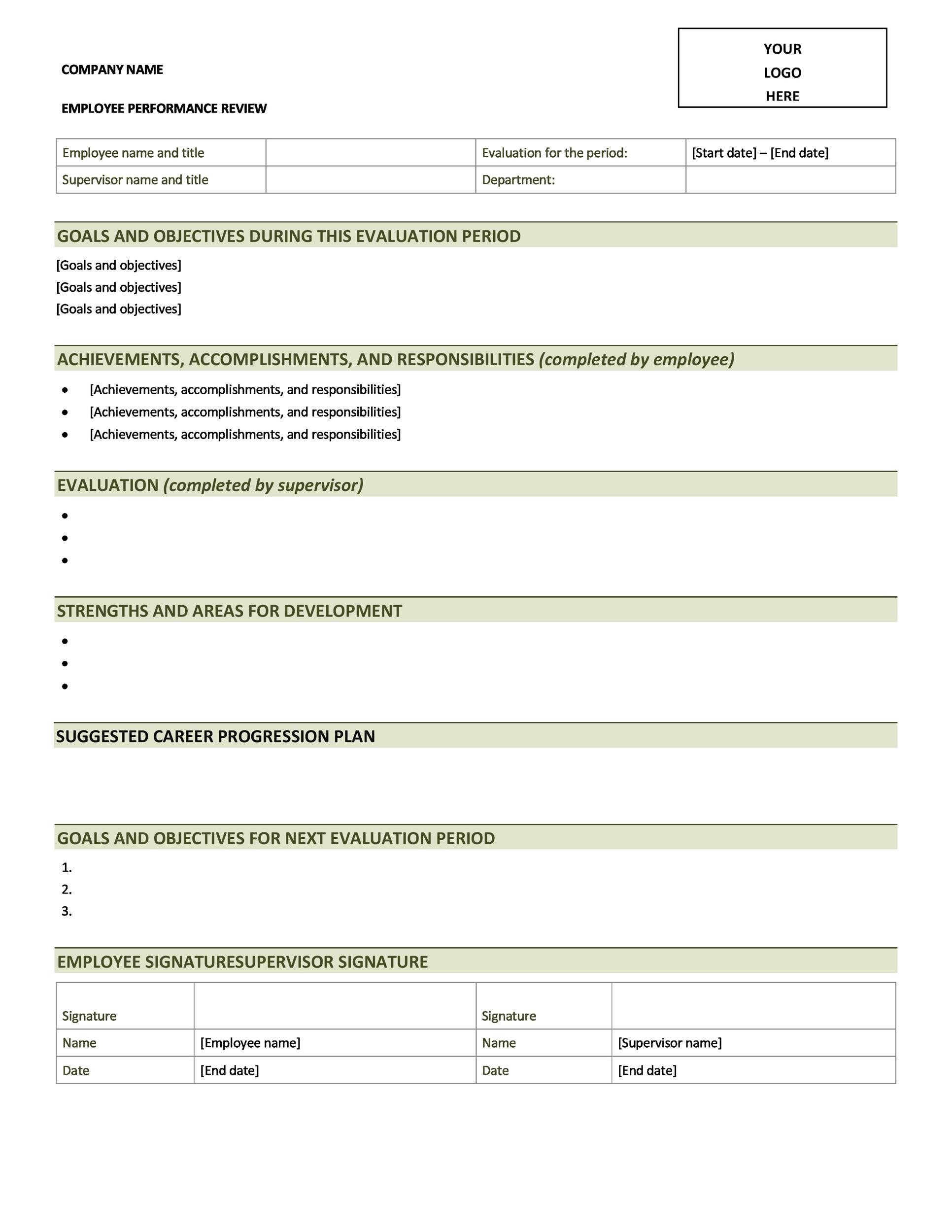 46-employee-evaluation-forms-performance-review-examples