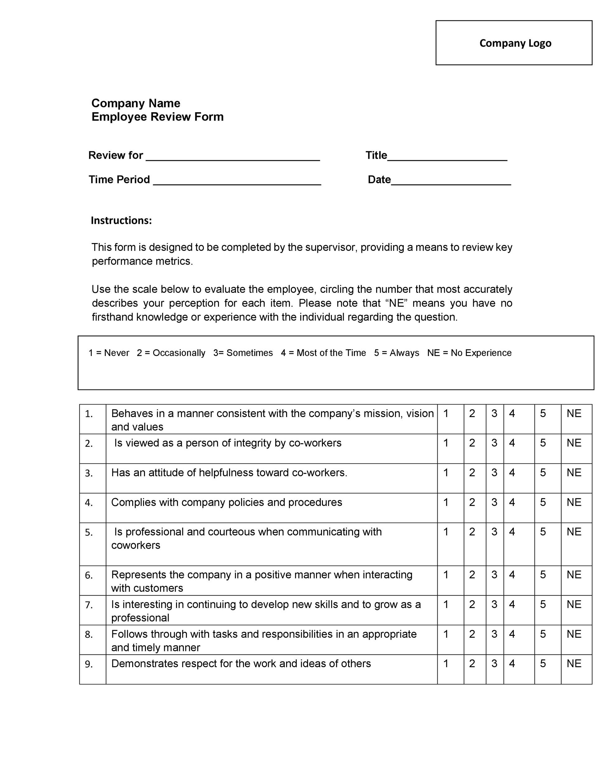 46-employee-evaluation-forms-performance-review-examples