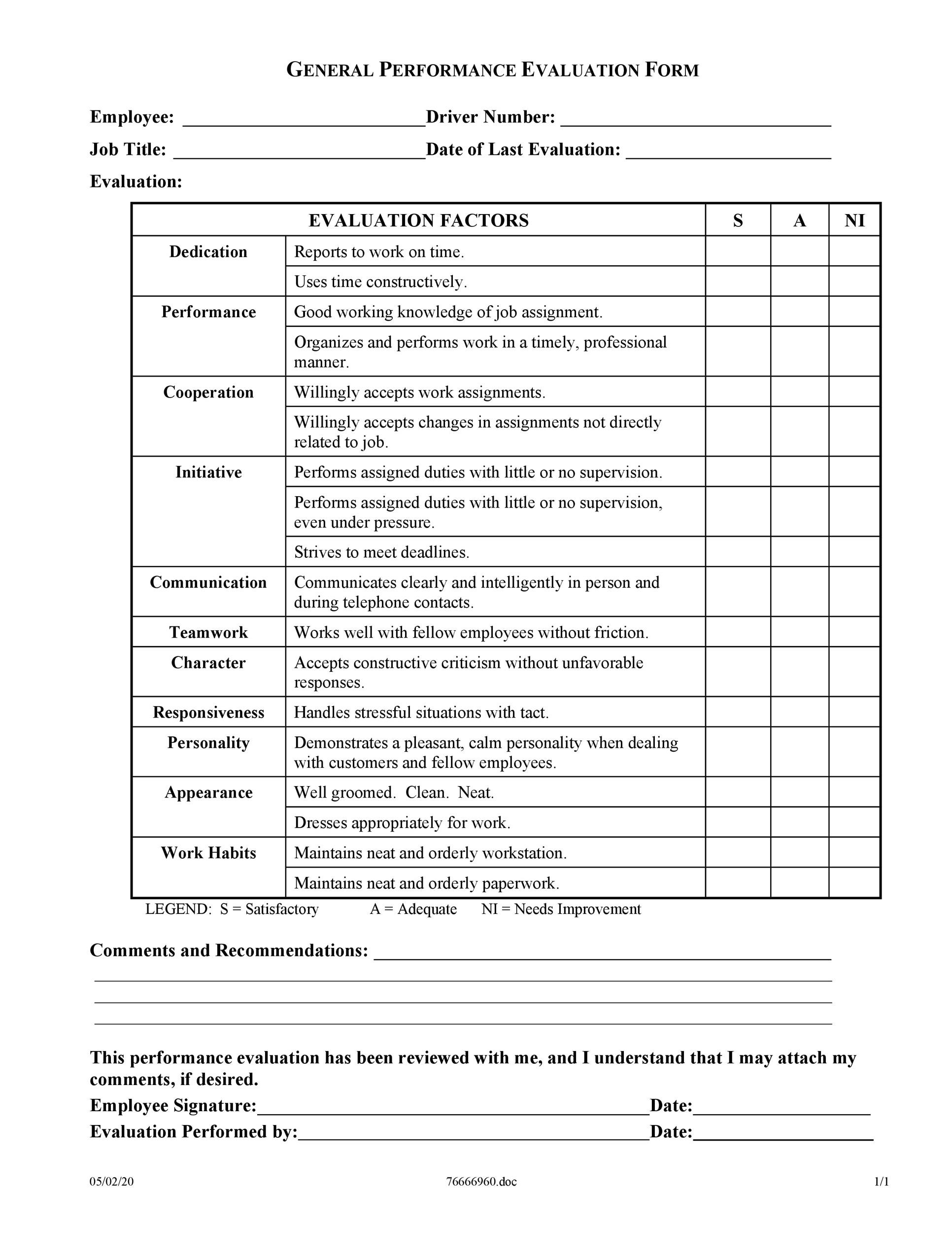 46 Employee Evaluation Forms & Performance Review Examples