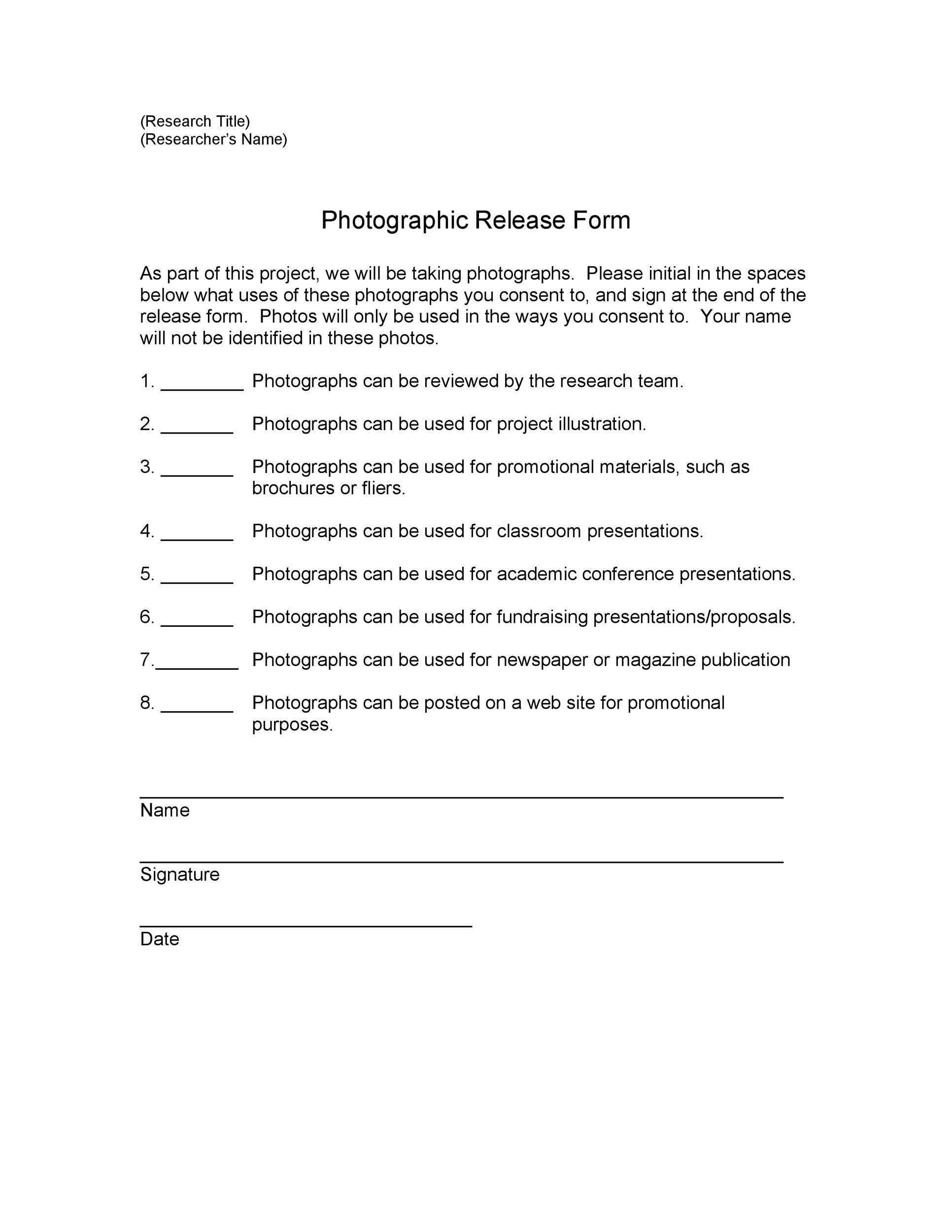 53 FREE Photo Release Form Templates [Word, PDF] Template Lab