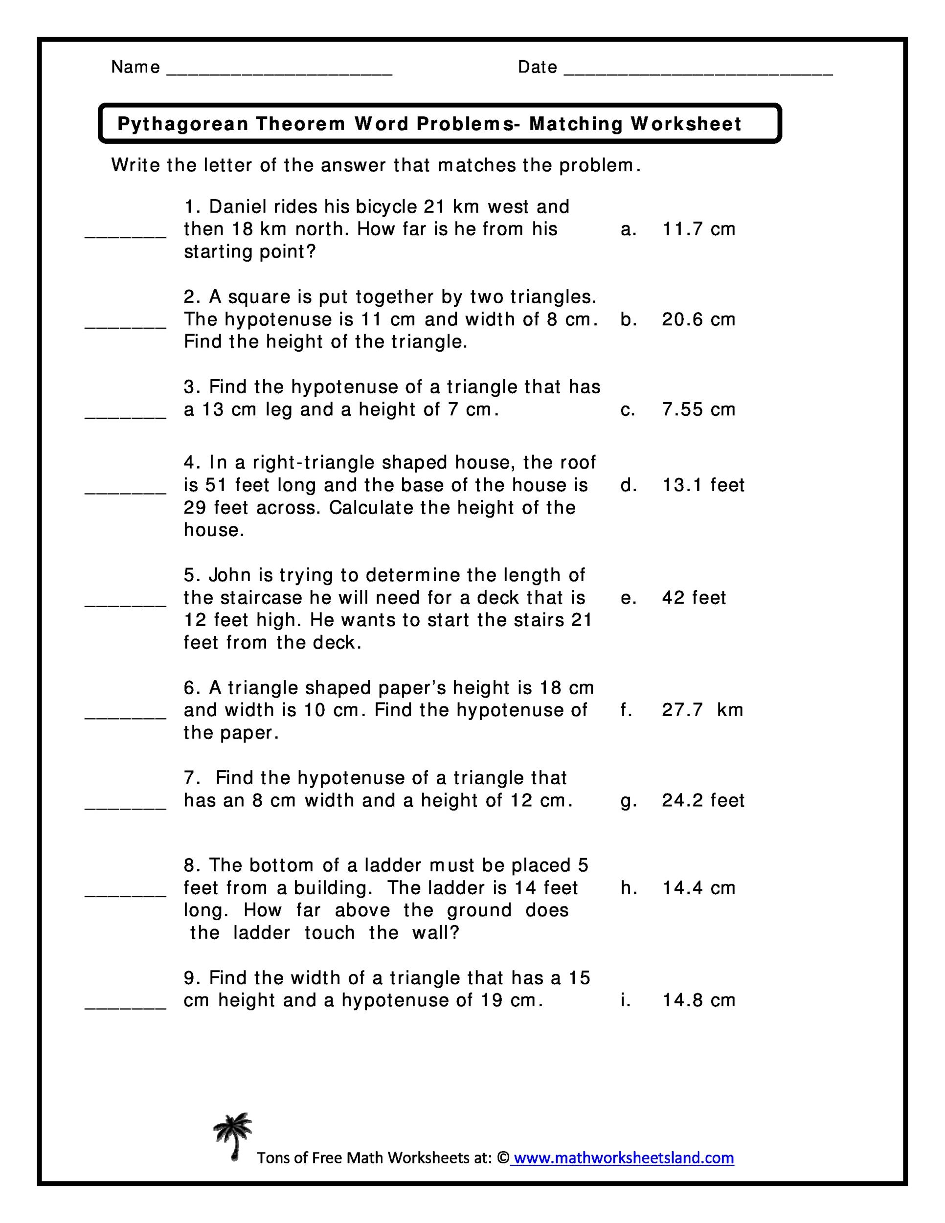 48 Pythagorean Theorem Worksheet with Answers [Word + PDF]