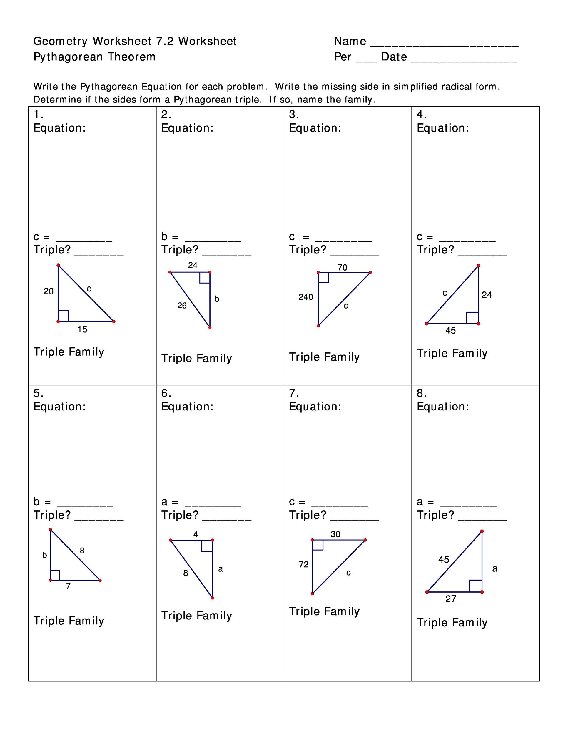 48 Pythagorean Theorem Worksheet with Answers Word   PDF