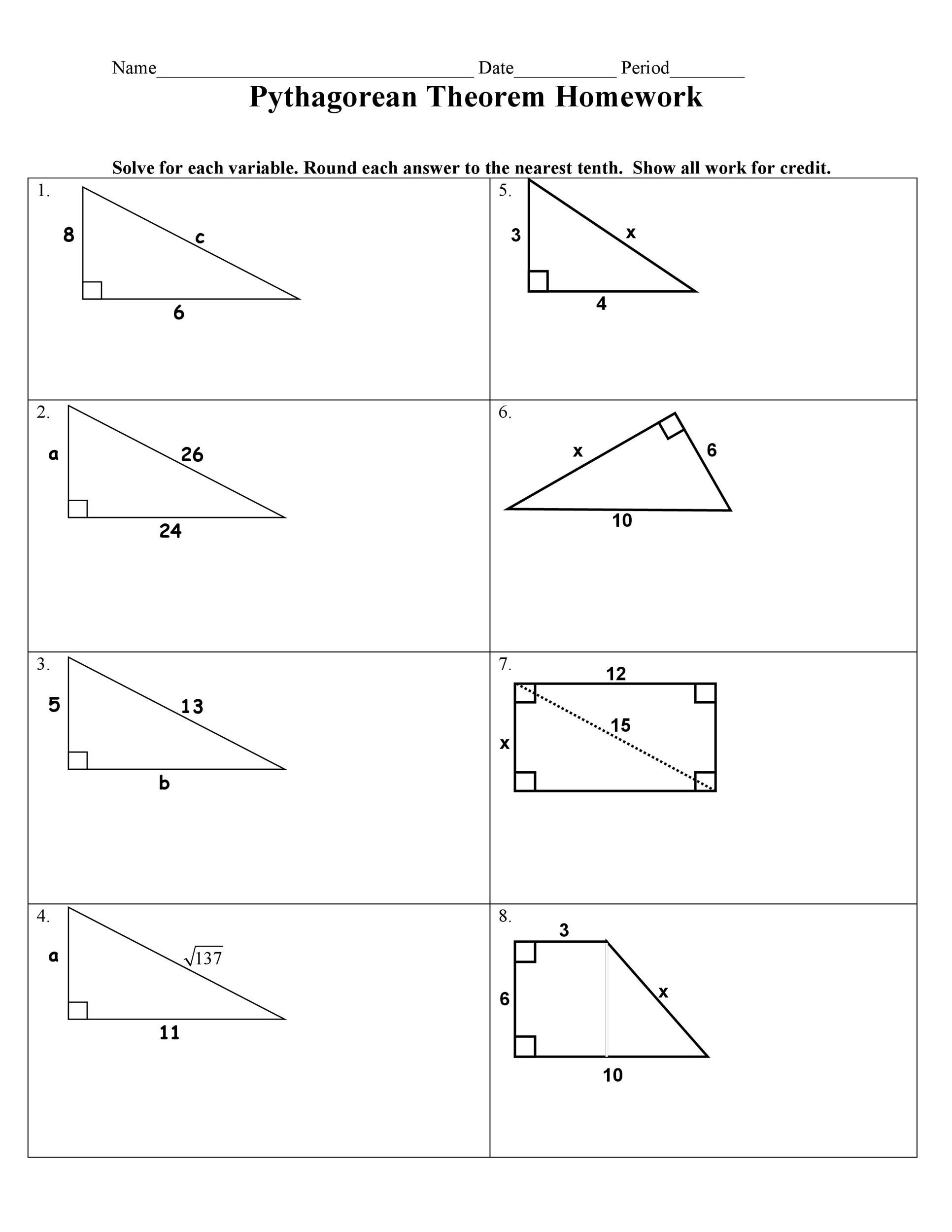 Pythagoras Maths Worksheets