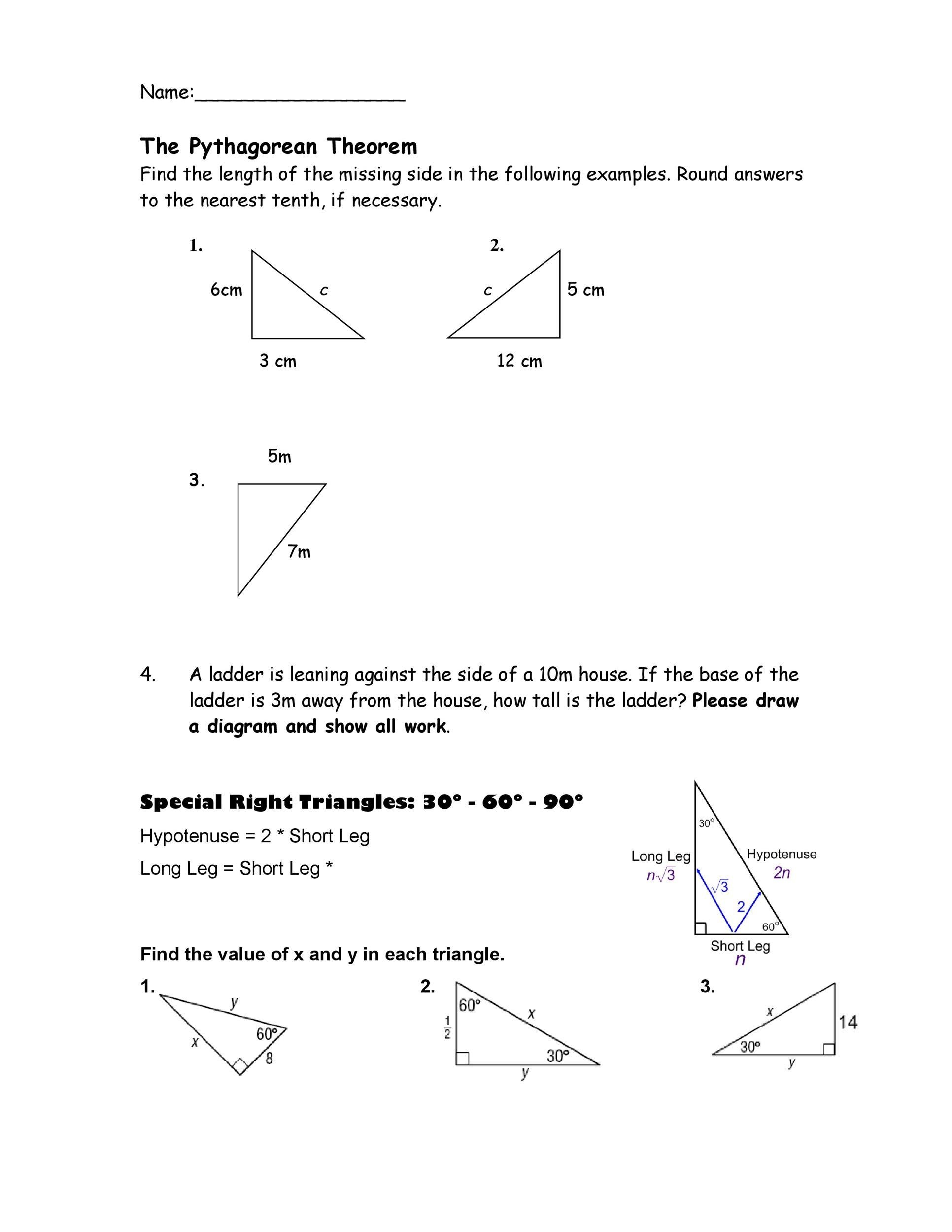 48 Pythagorean Theorem Worksheet with Answers Word   PDF