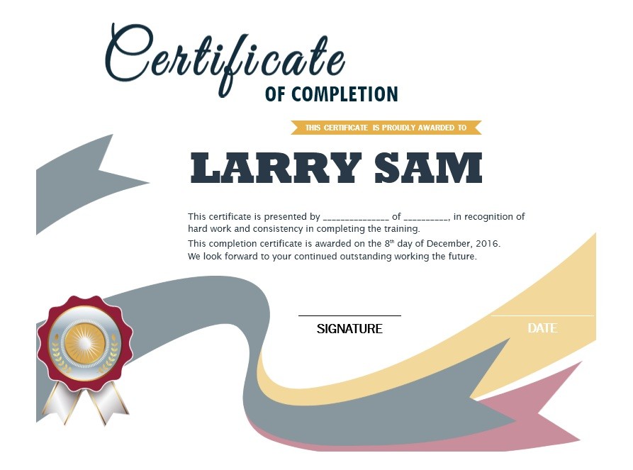 Certificate Of Completion Template Word
