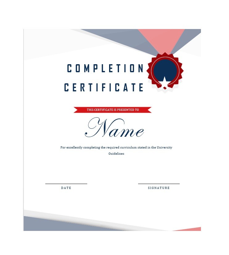 Certificate Of Completion Template Word