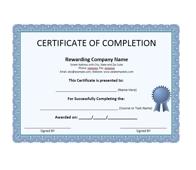 40 Fantastic Certificate Of Completion Templates Word Powerpoint 