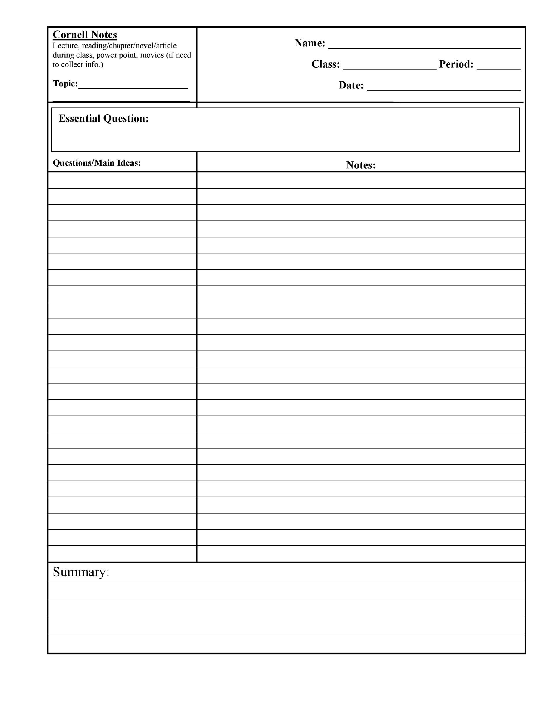 36 Cornell Notes Templates & Examples [Word, PDF] ᐅ TemplateLab