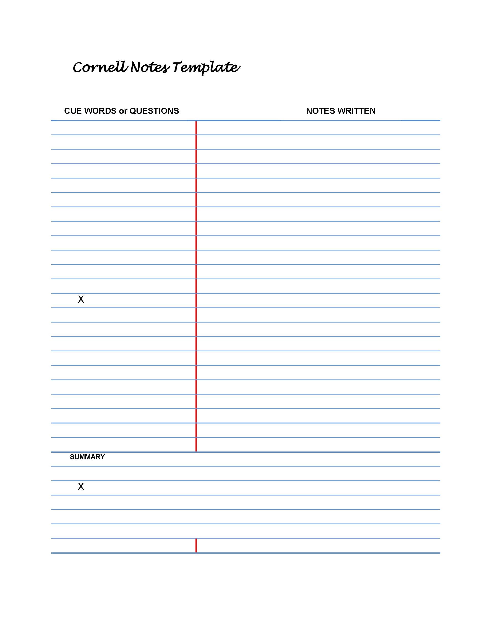 Cornell Notes Template Printable