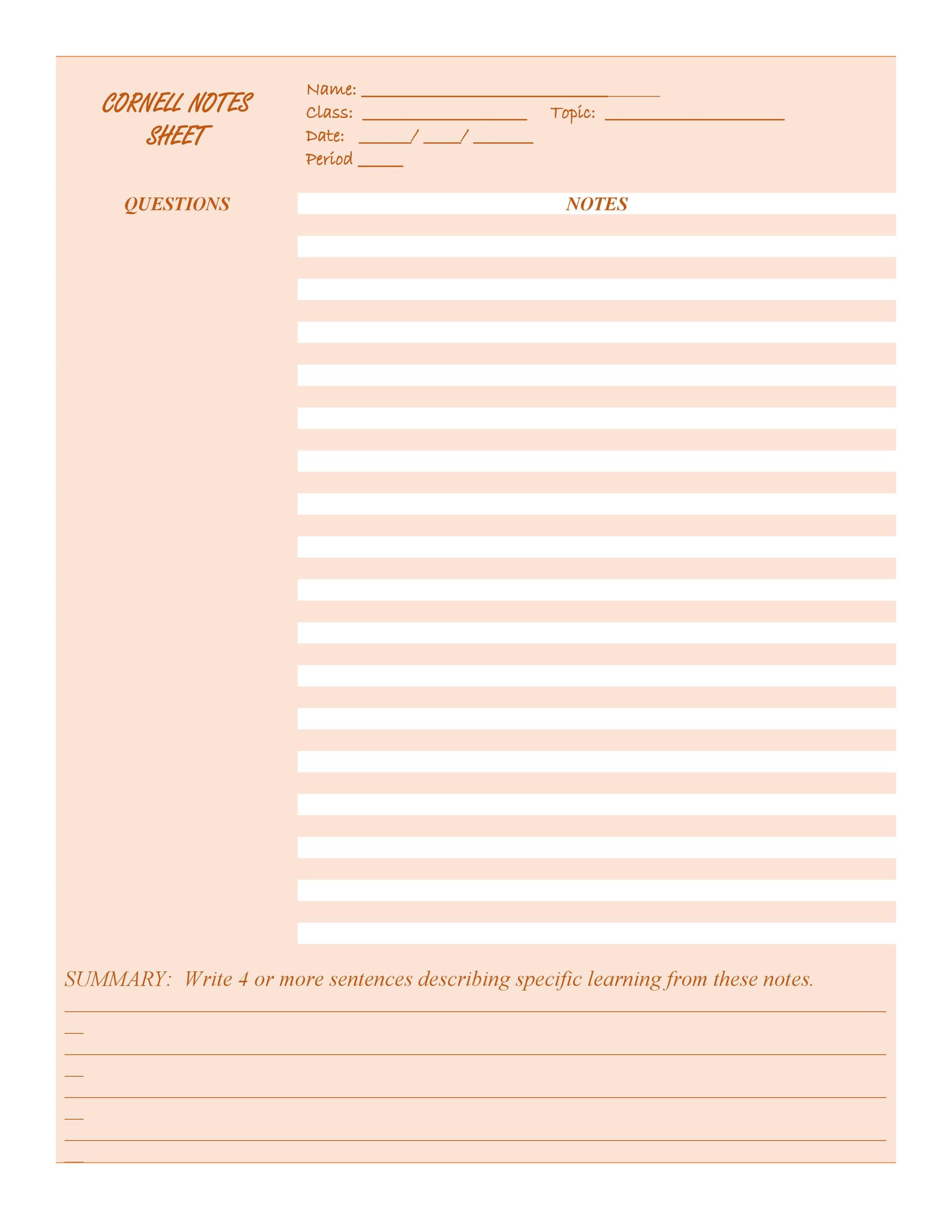 Cornell Notes Template Google Docs