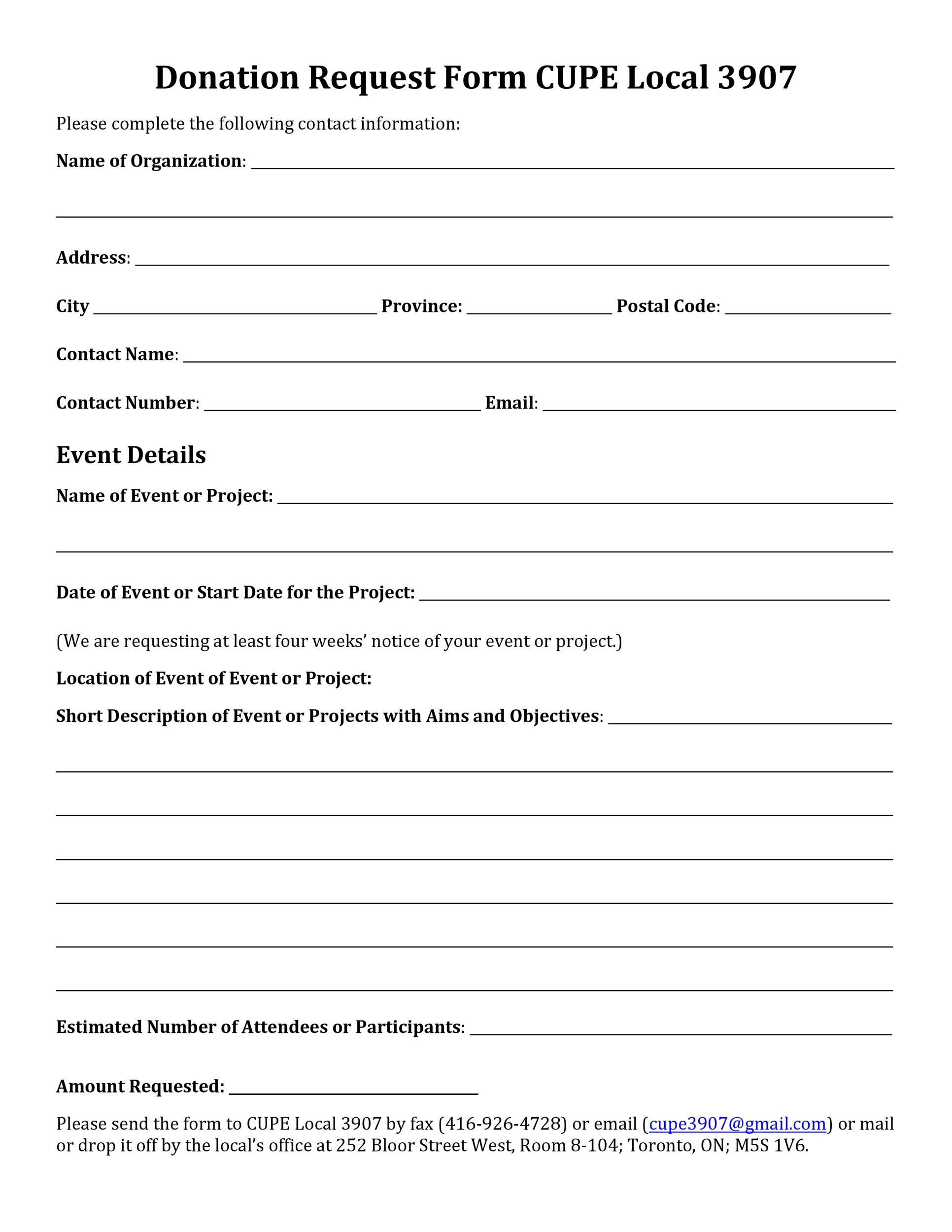 Safeway Donation Request Form