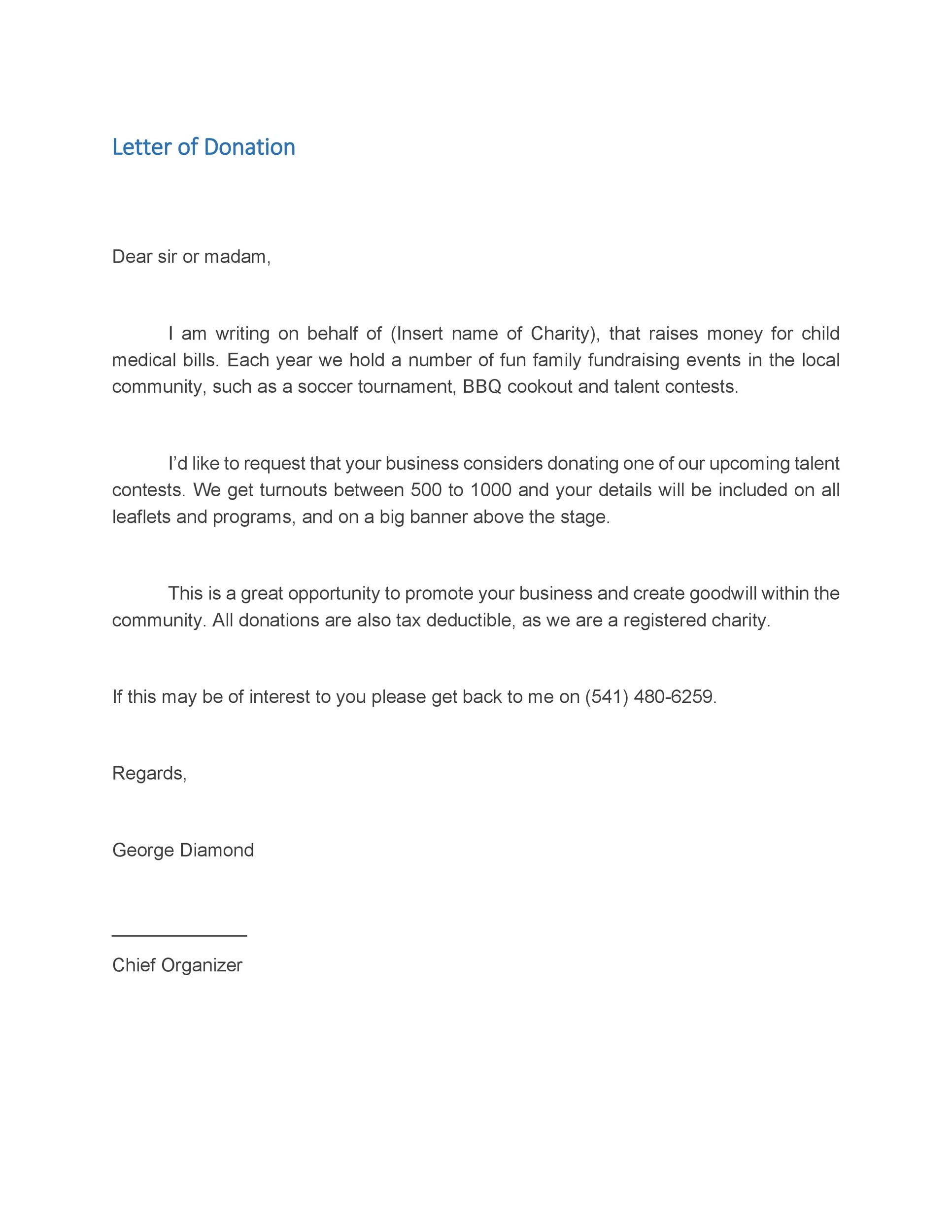 How to write a formal letter asking for donations image