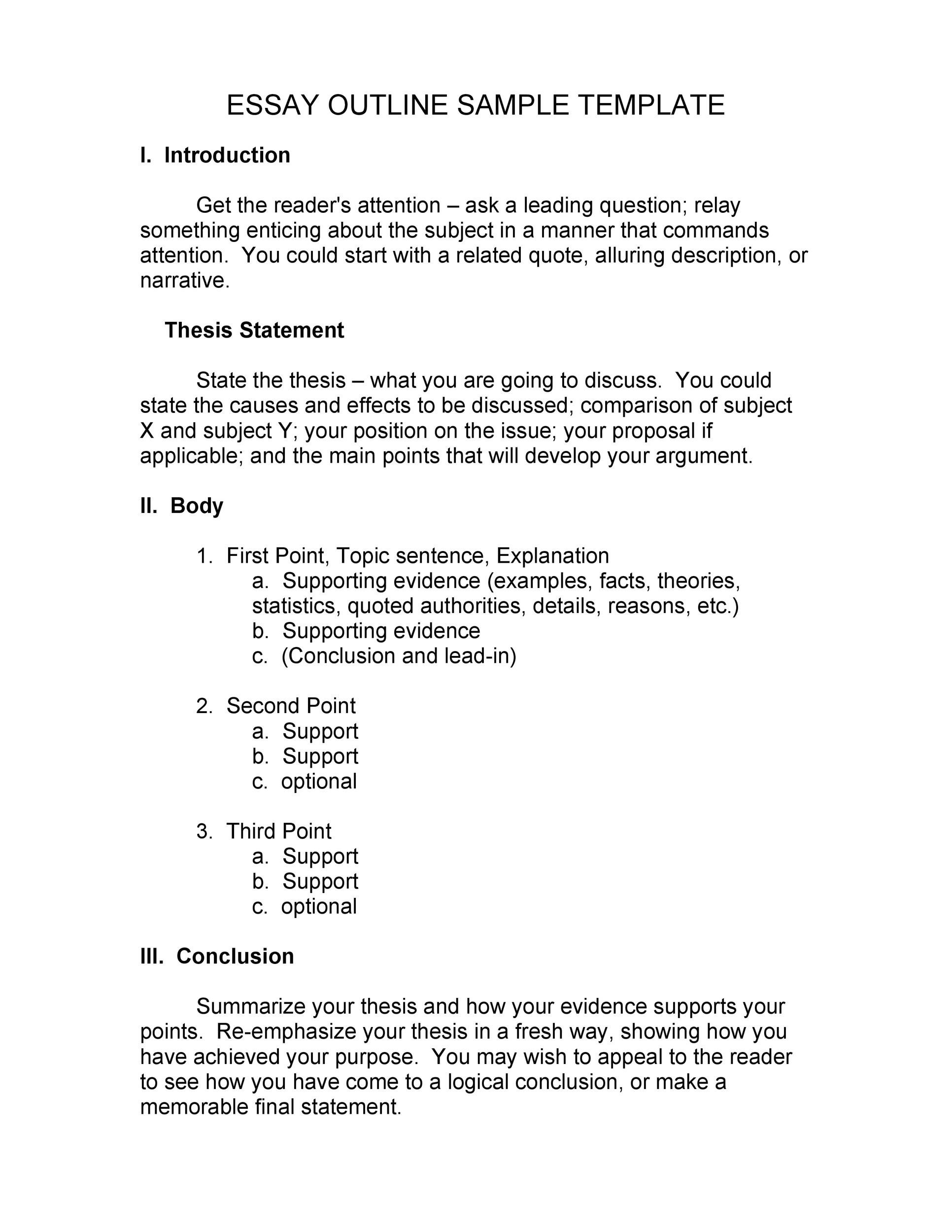Essay paper outline template