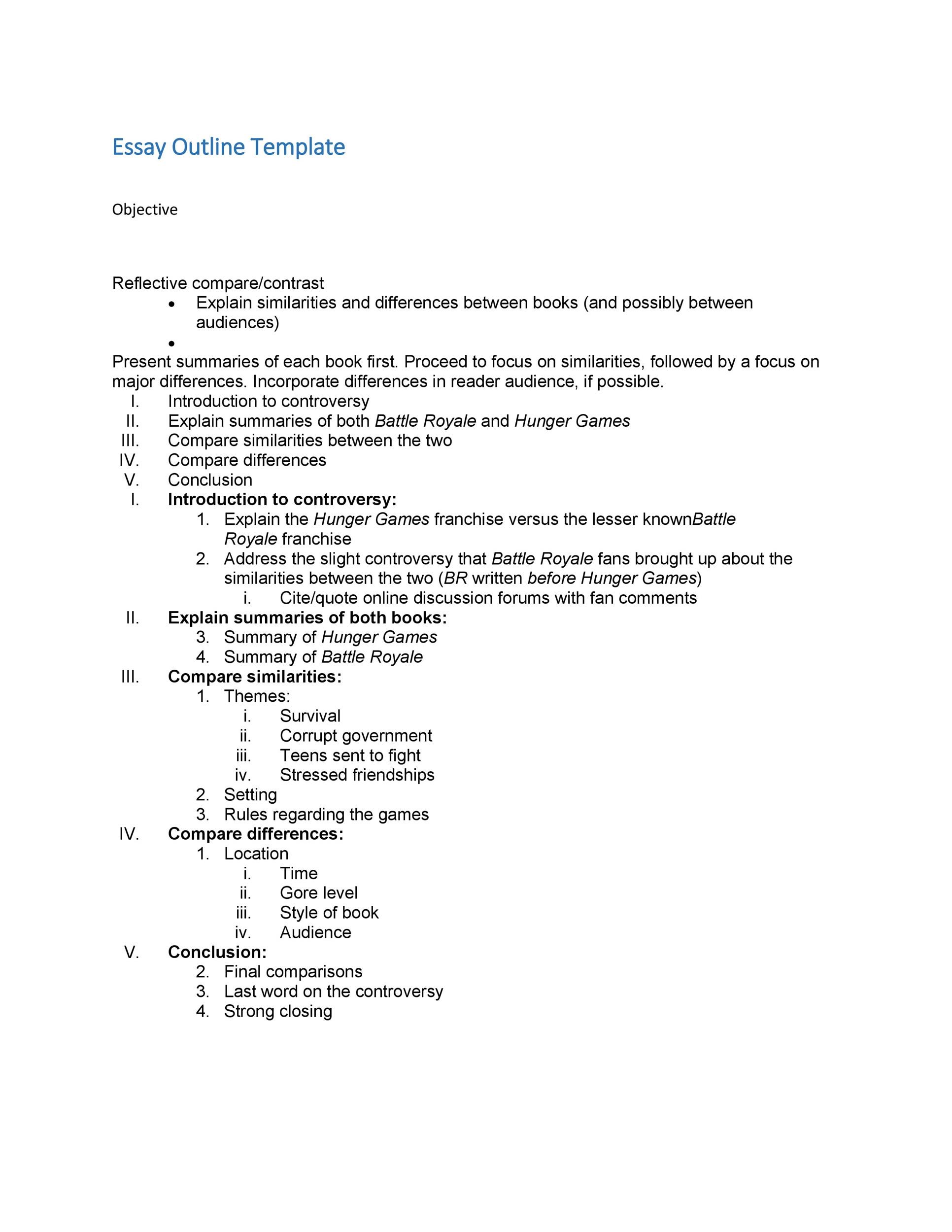 Compare And Contrast Essay Outline - Examples & Templates