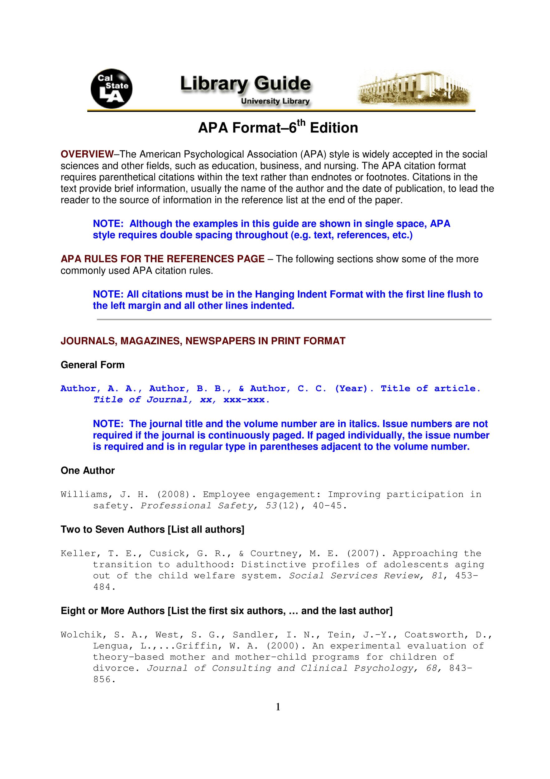 apa format rules and guidelines