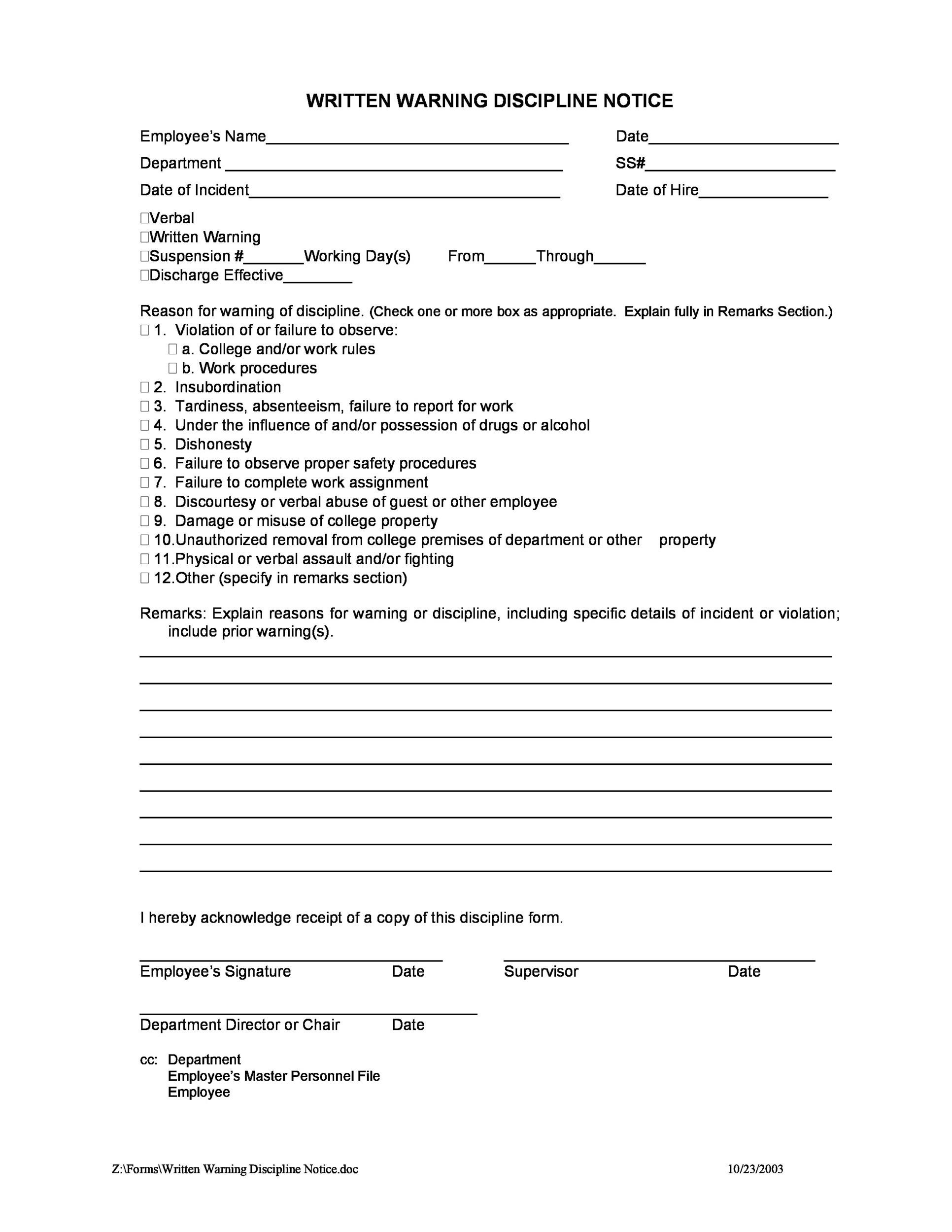 46-effective-employee-write-up-forms-disciplinary-action-forms
