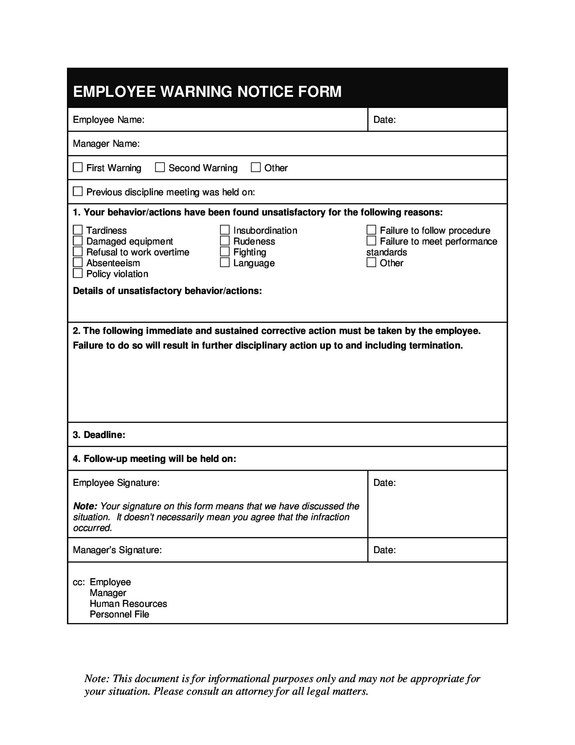 standard write up form
 7 Effective Employee Write Up Forms [+ Disciplinary Action ...