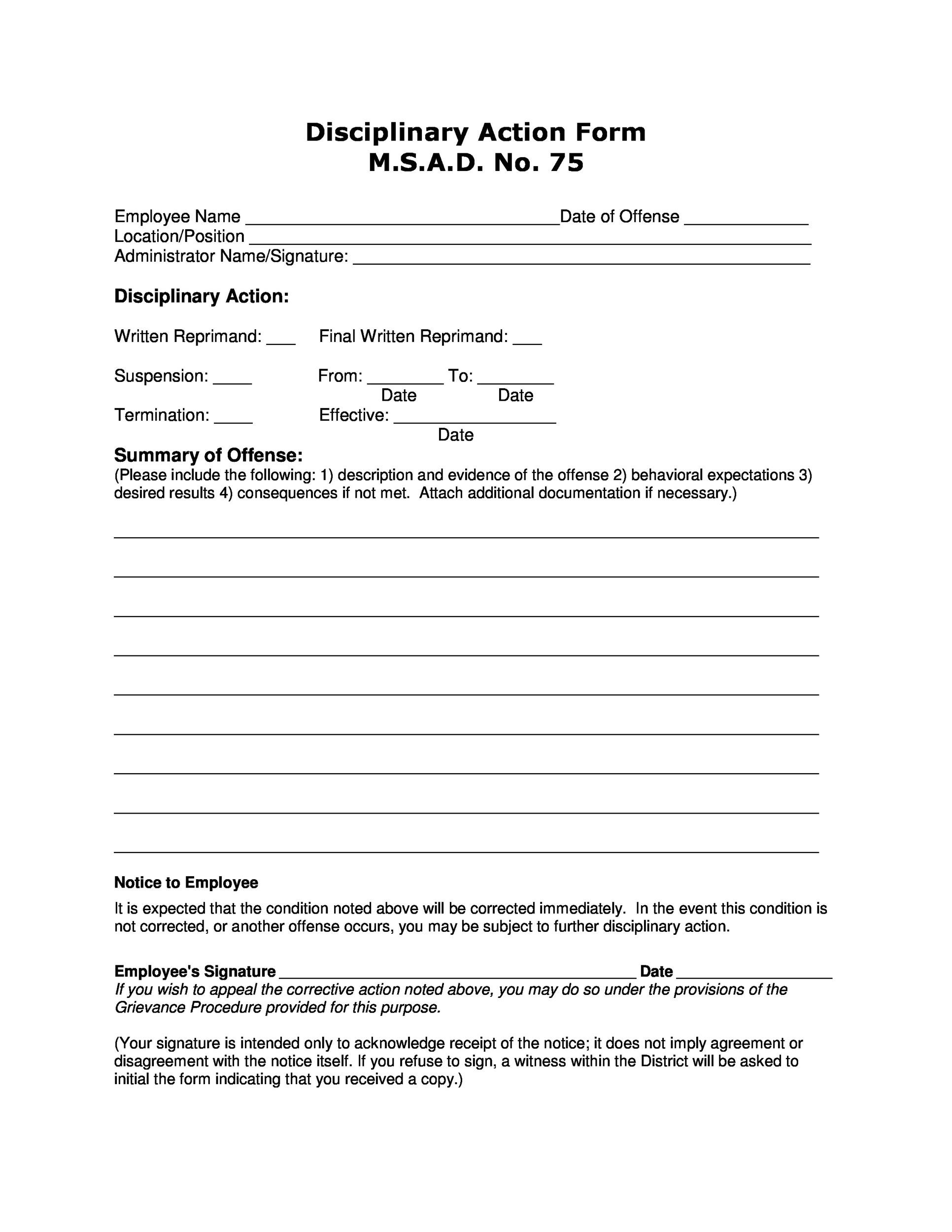 46-effective-employee-write-up-forms-disciplinary-action-forms