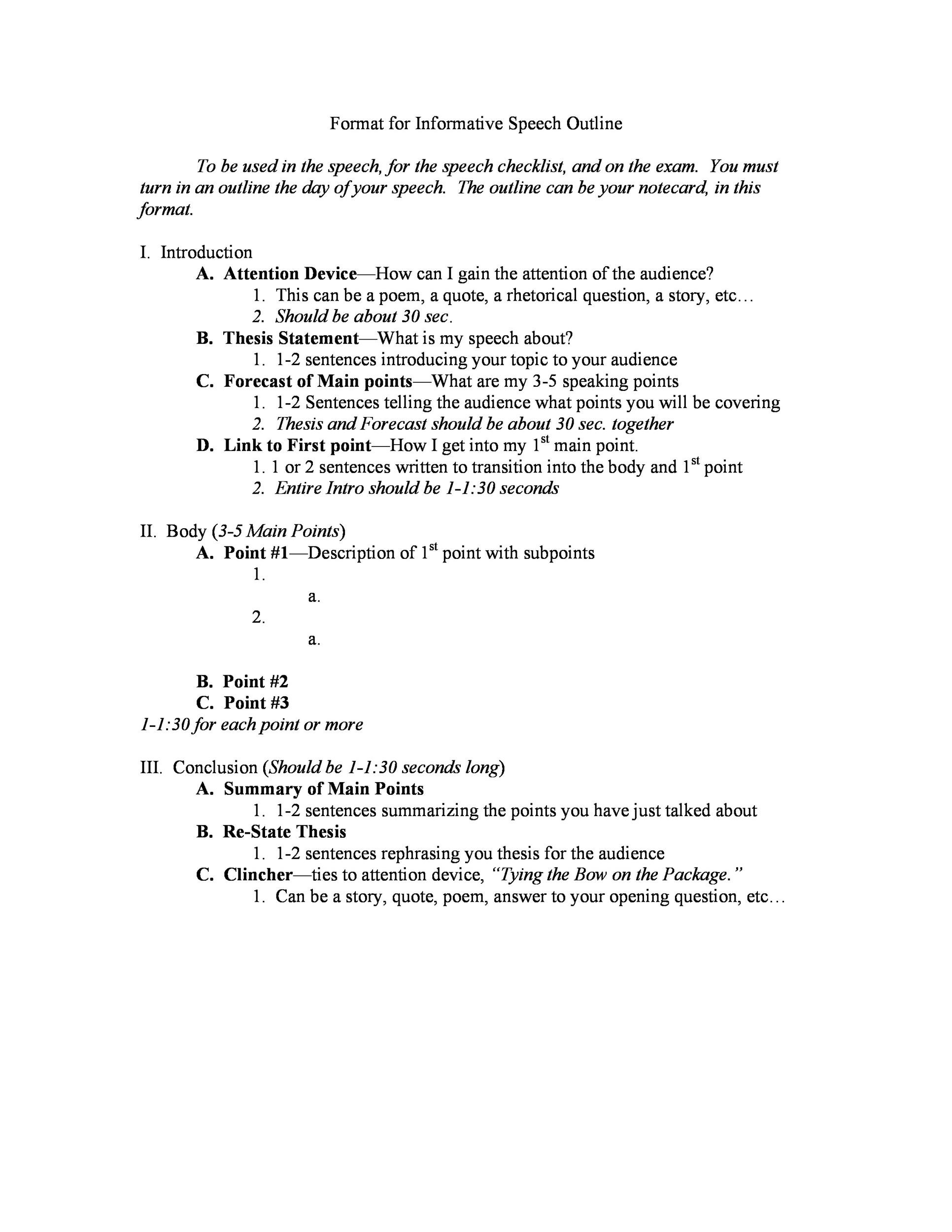 Speech outline apa format