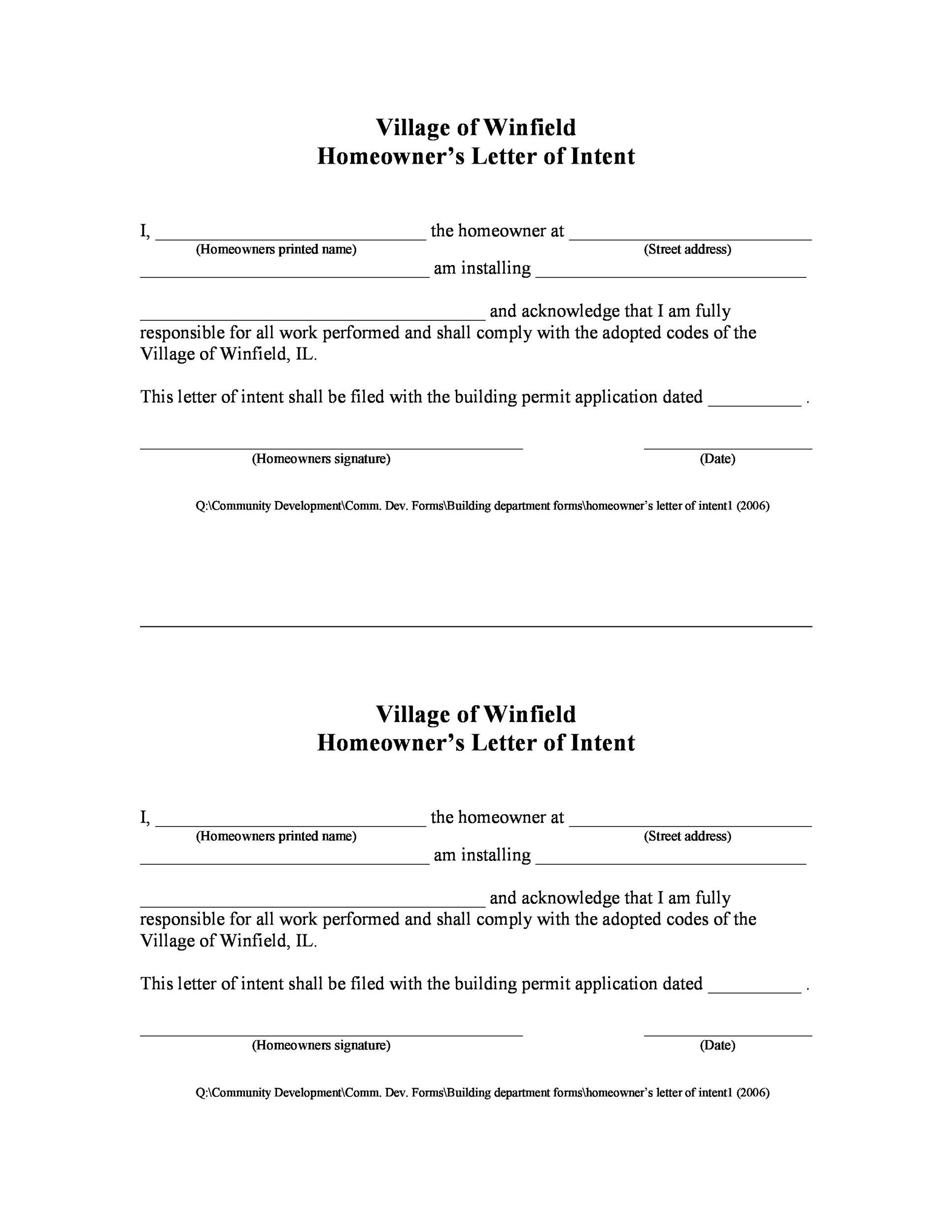 40 Letter Of Intent Templates Samples For Job School Business