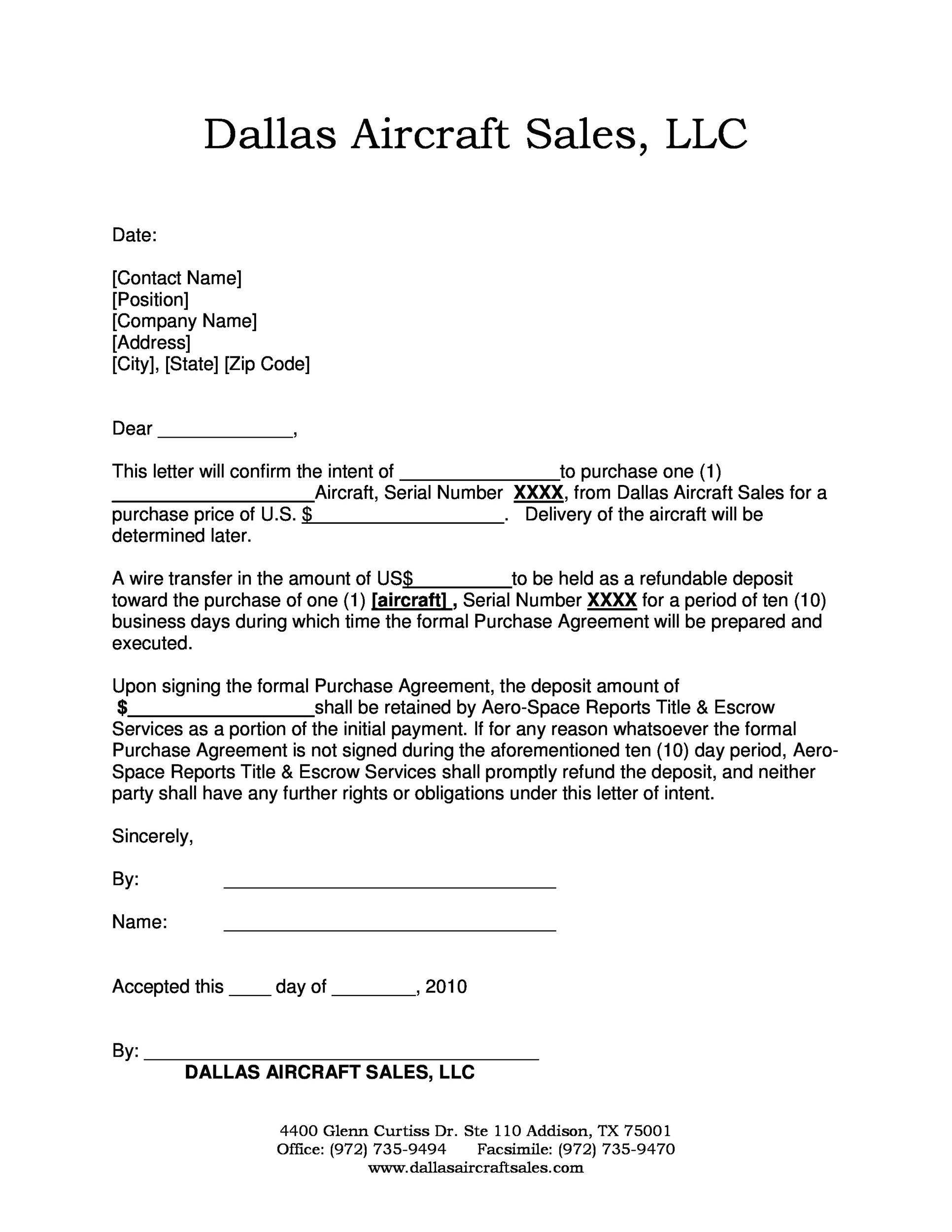 Letter Of Intent Free Template