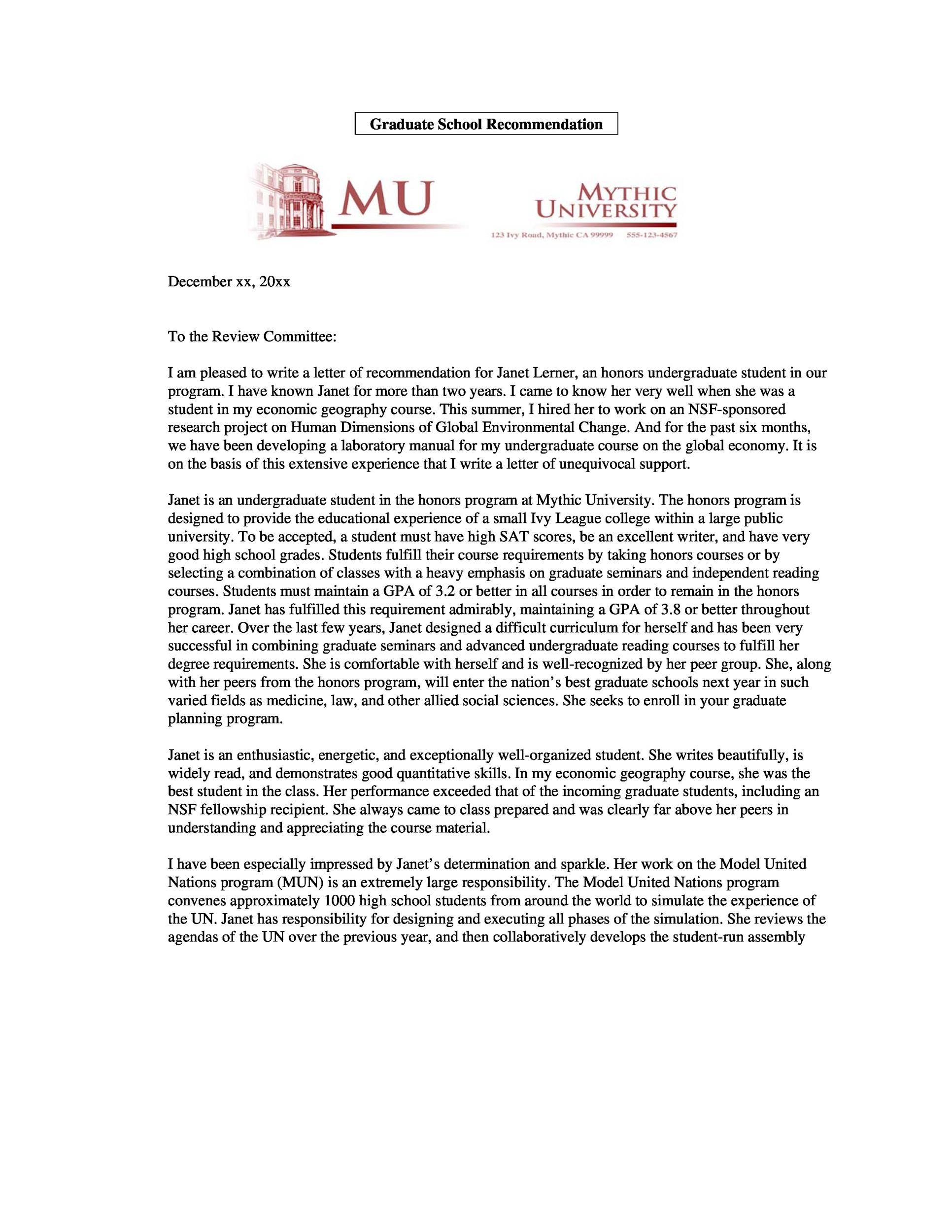 Best letter of recommendation ever academic