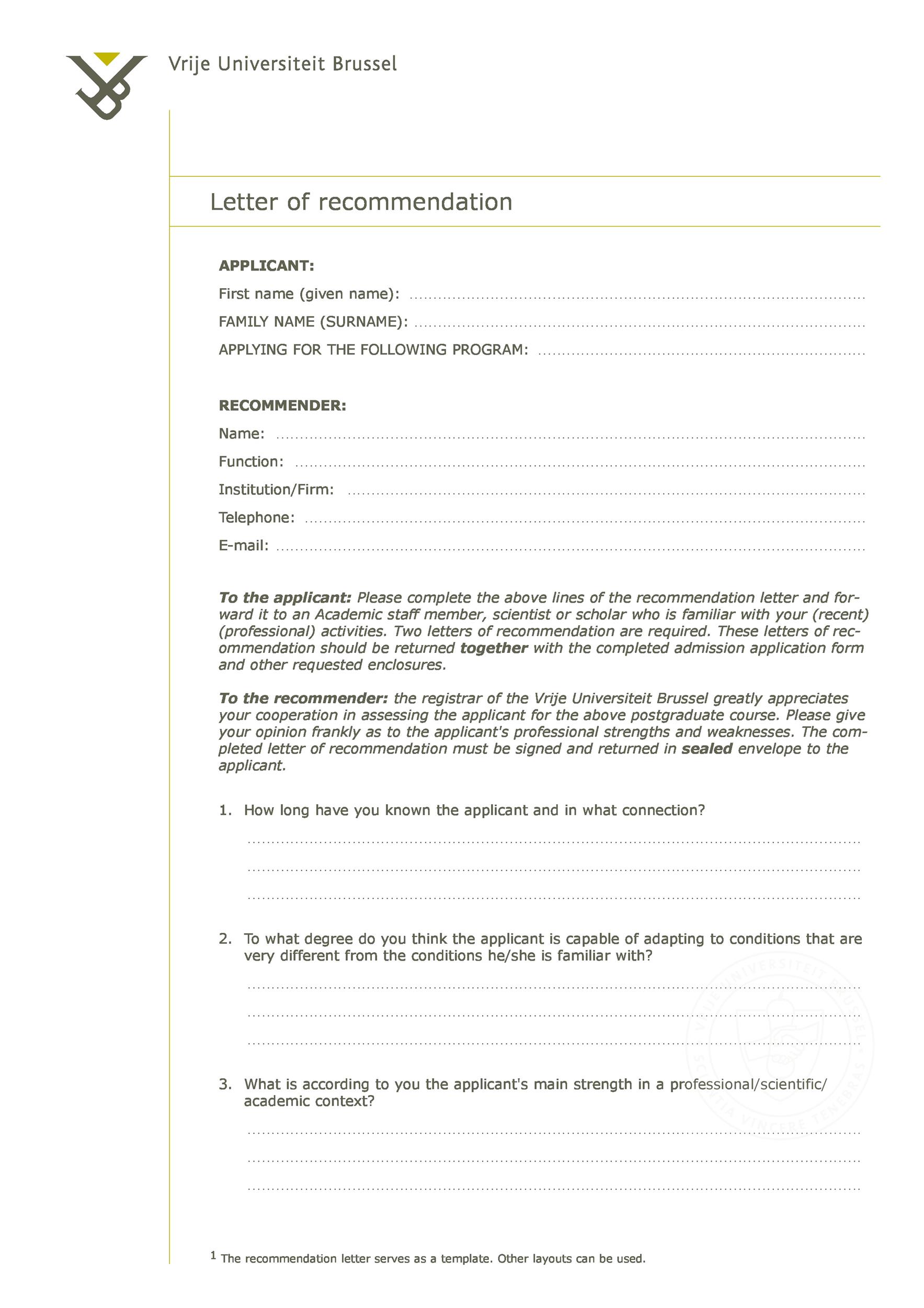 43 FREE Letter of Recommendation Templates & Samples