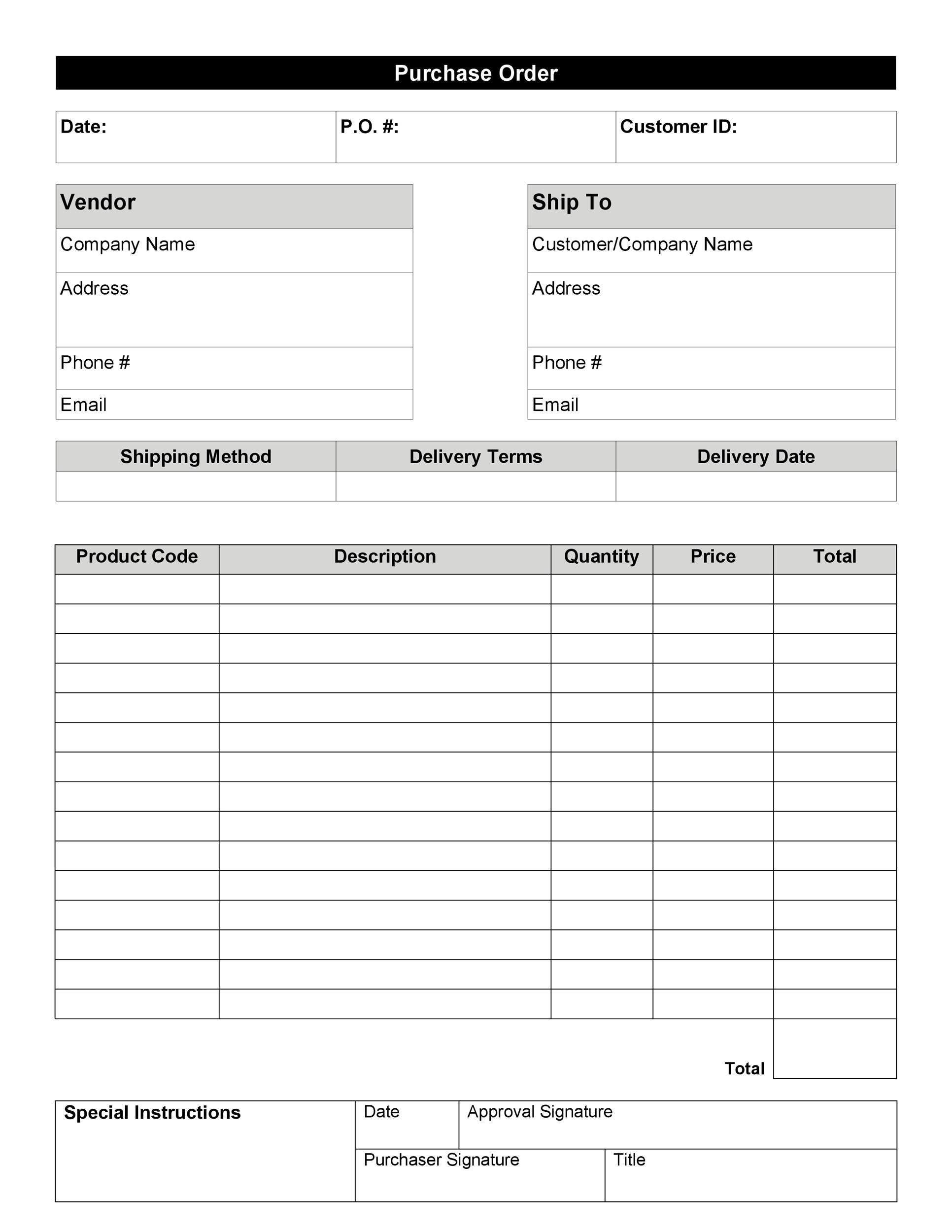 Picture Order Form Template
