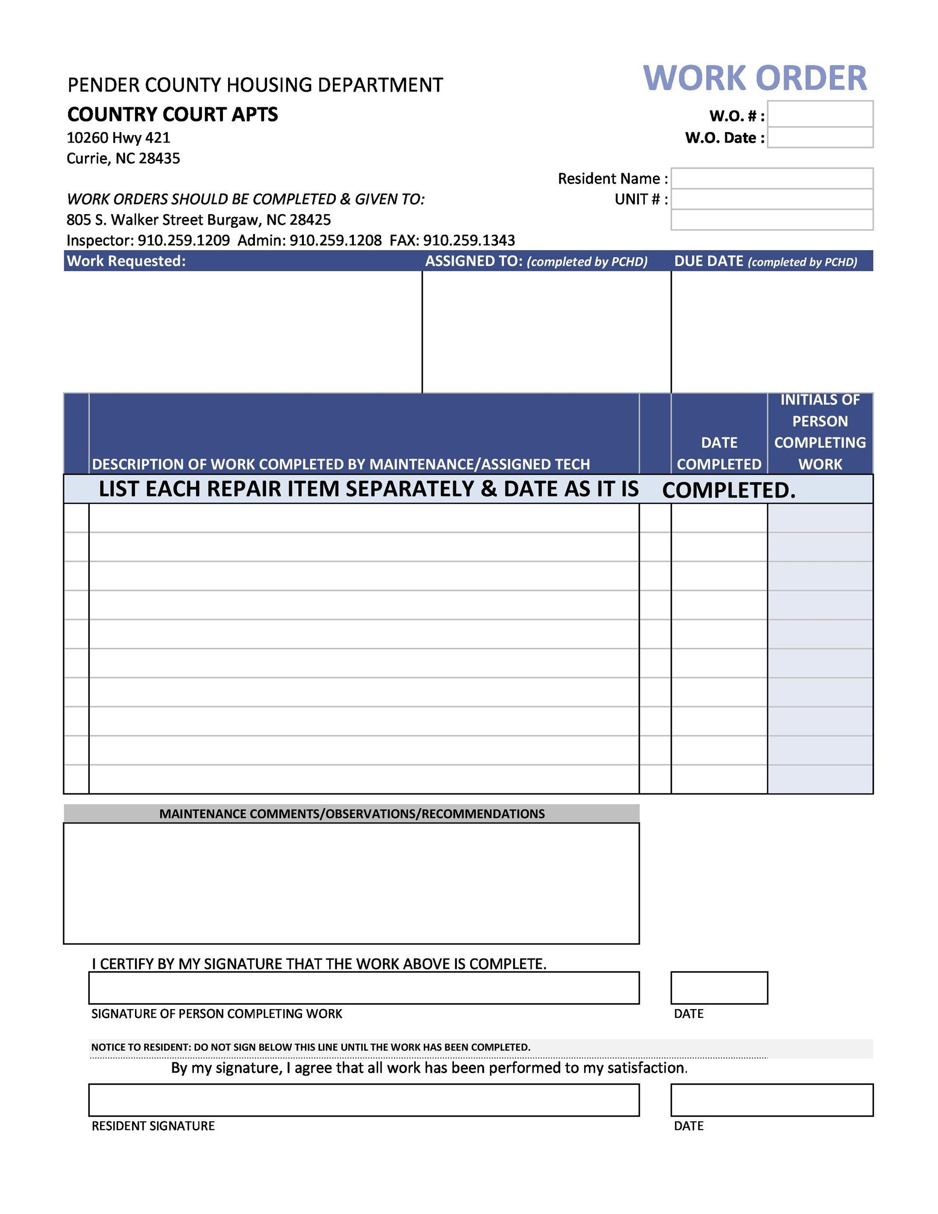 40 Order Form Templates Work Order Change Order More