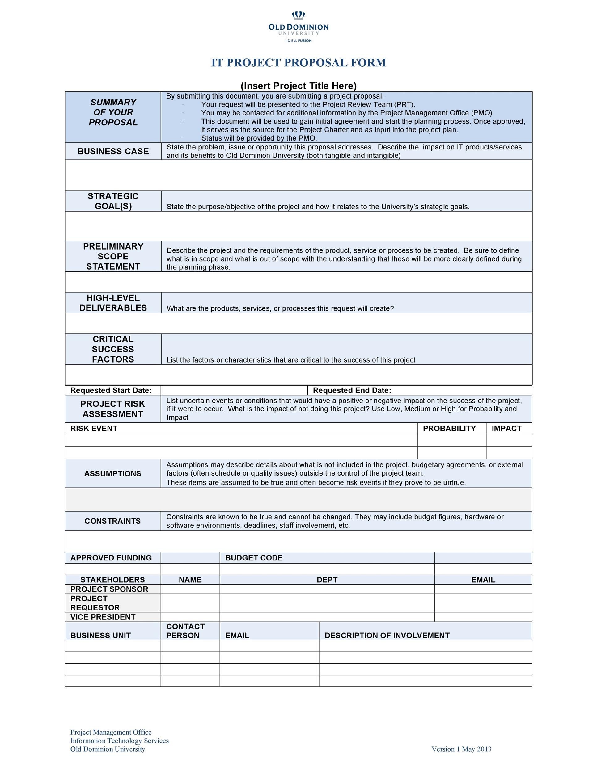 2021 Project Proposal Template Fillable Printable Pdf And Forms