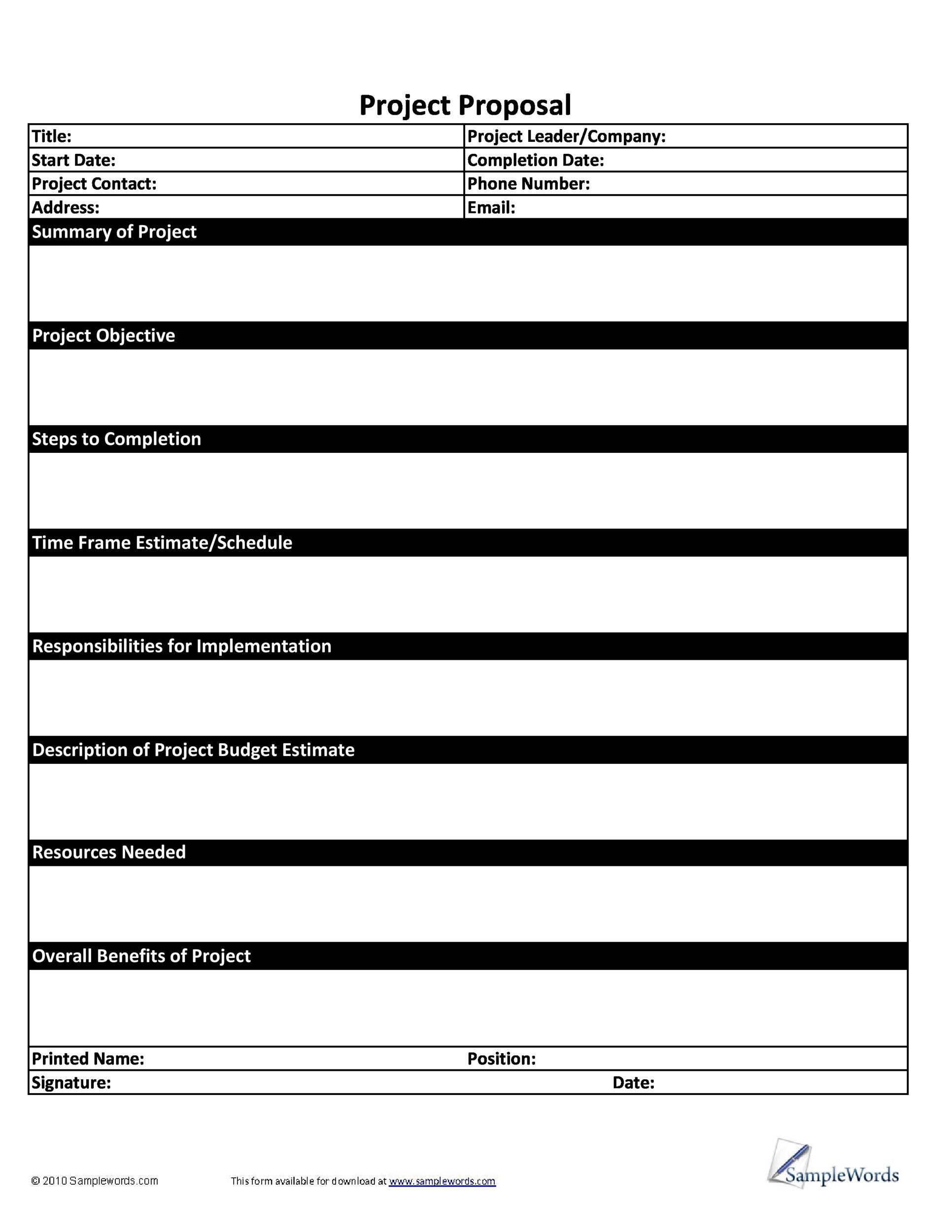 Printable Project Proposal Template