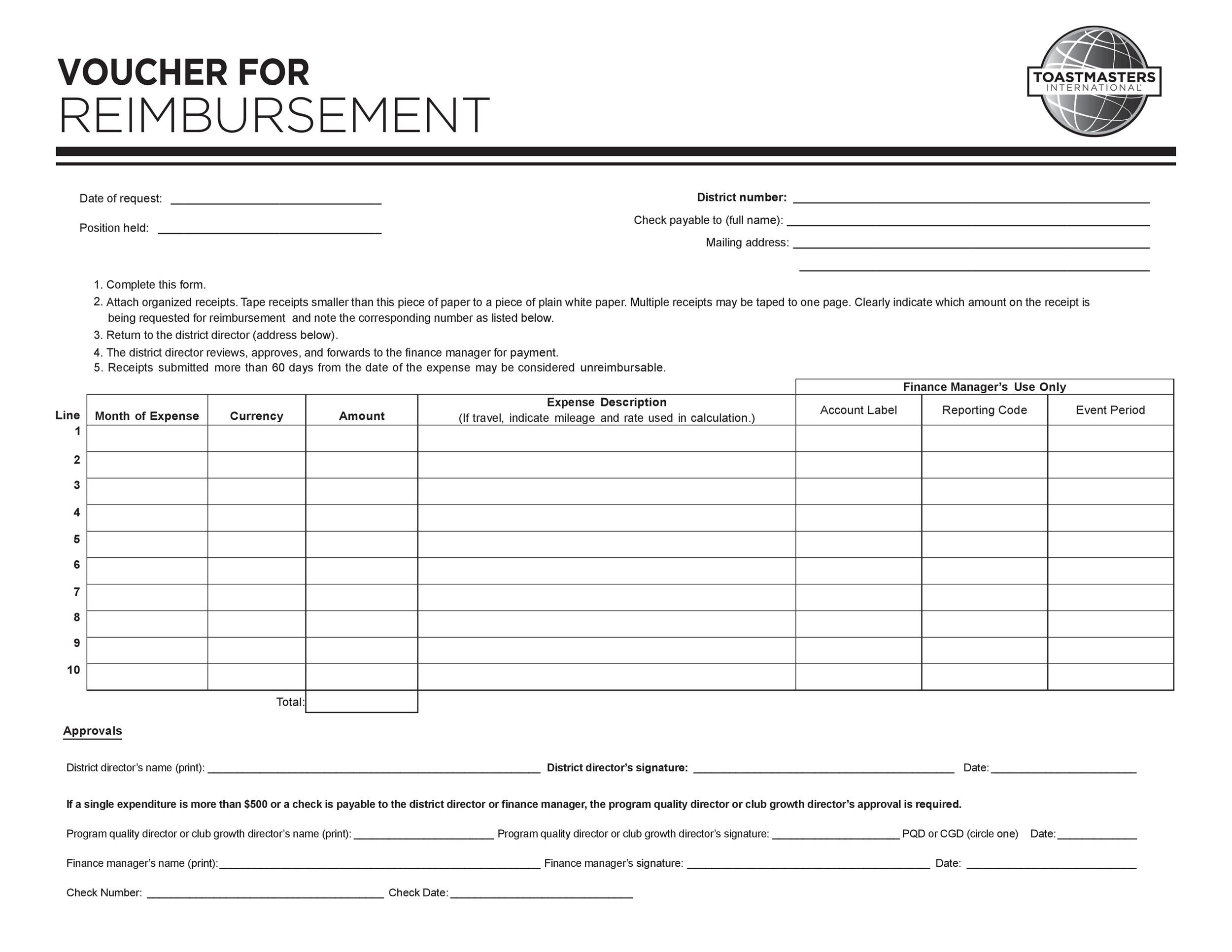 Sample Reimbursement Form