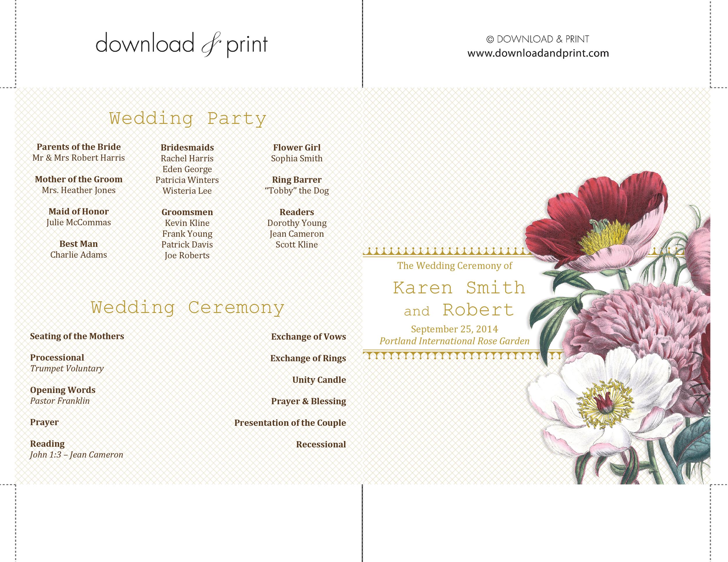 37 Printable Wedding Program Examples & Templates ᐅ Template Lab