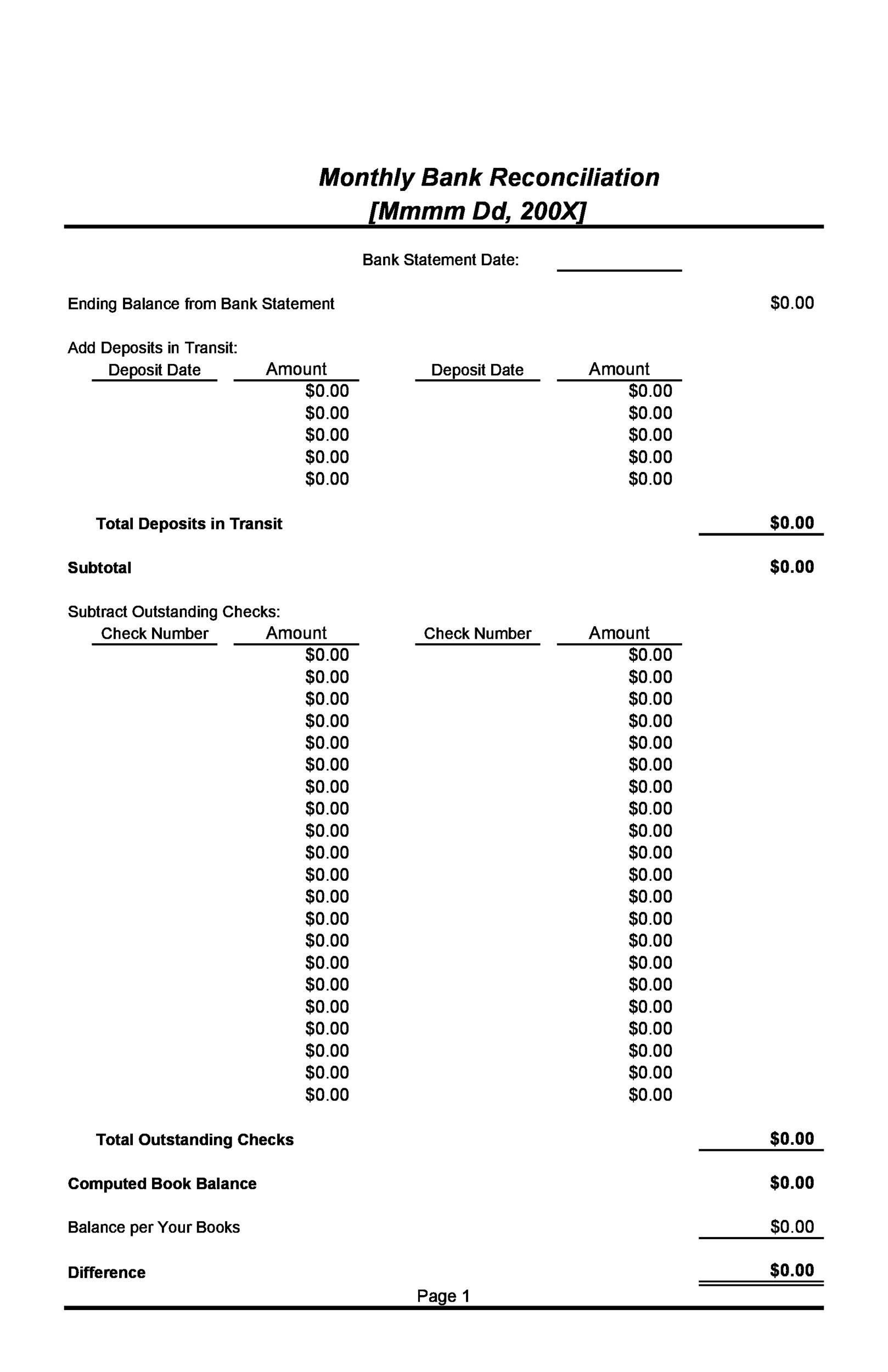 50  Bank Reconciliation Examples Templates 100% Free