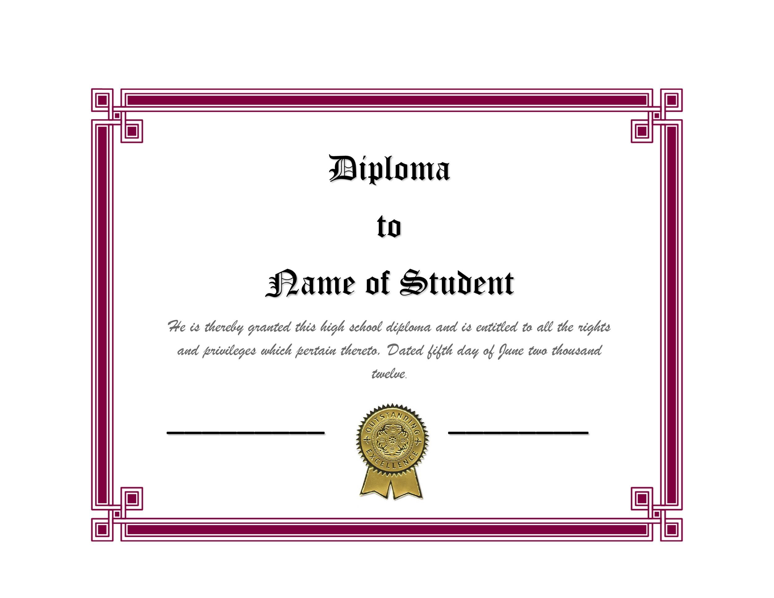 Printable Diploma Template - Printable World Holiday