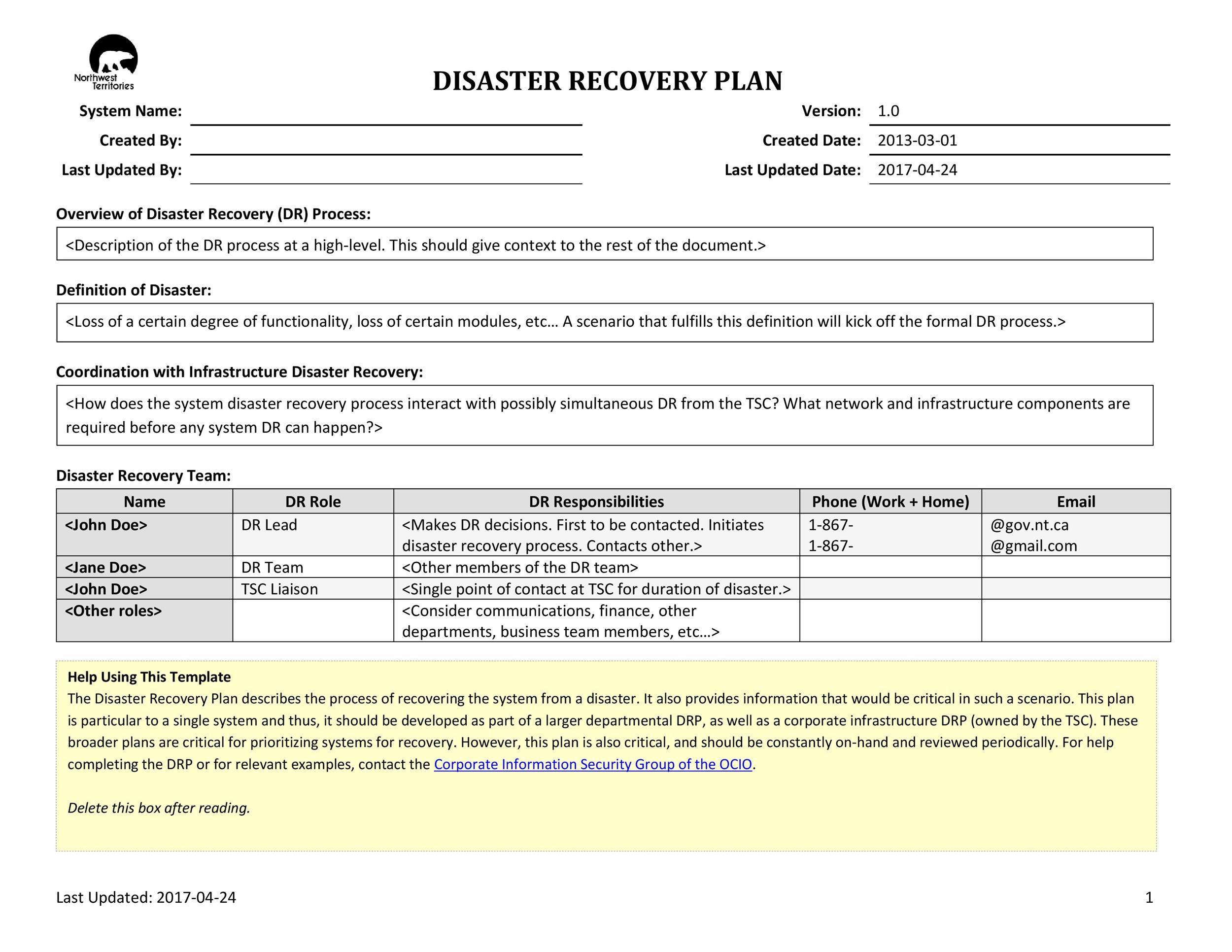 52 Effective Disaster Recovery Plan Templates DRP ᐅ TemplateLab