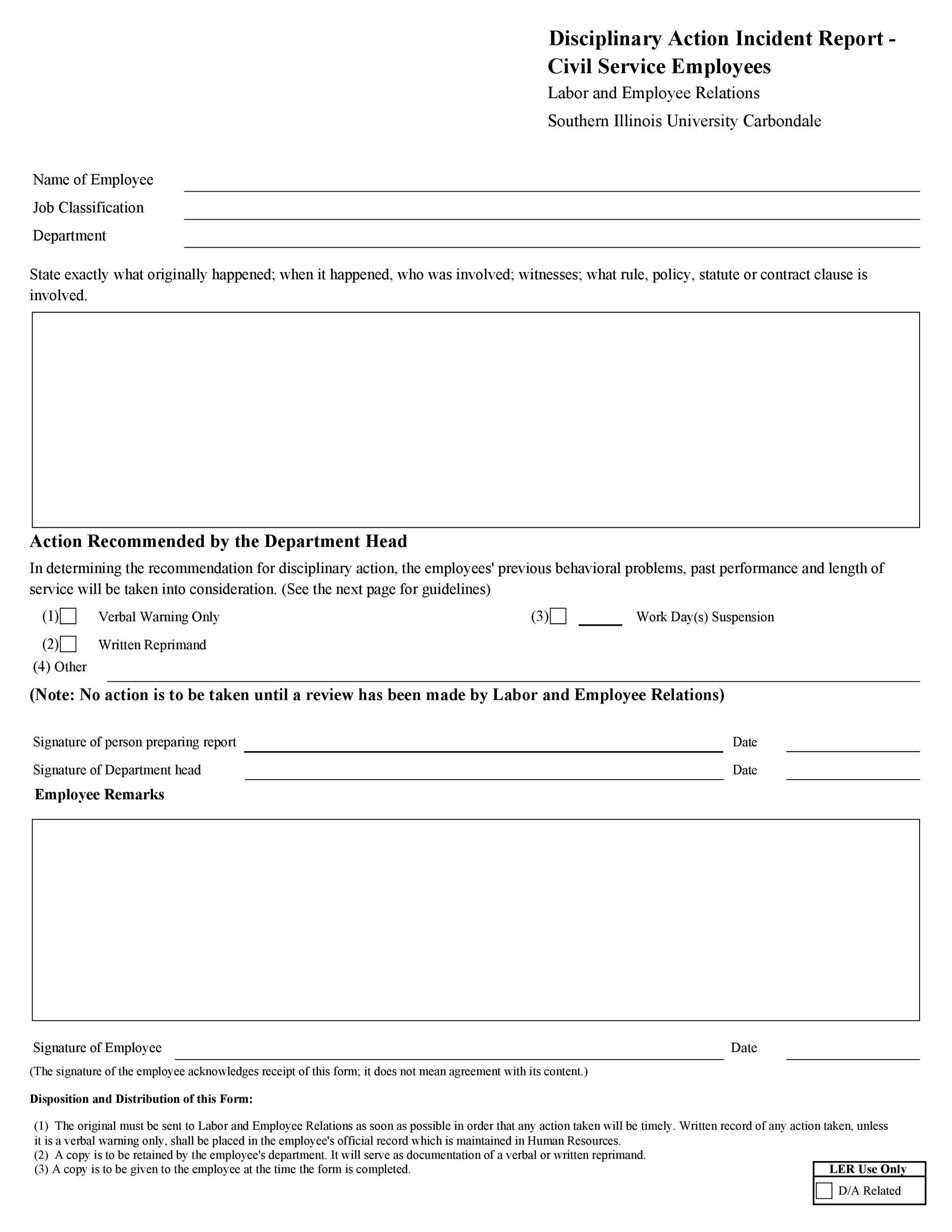 40 Employee Disciplinary Action Forms TemplateLab