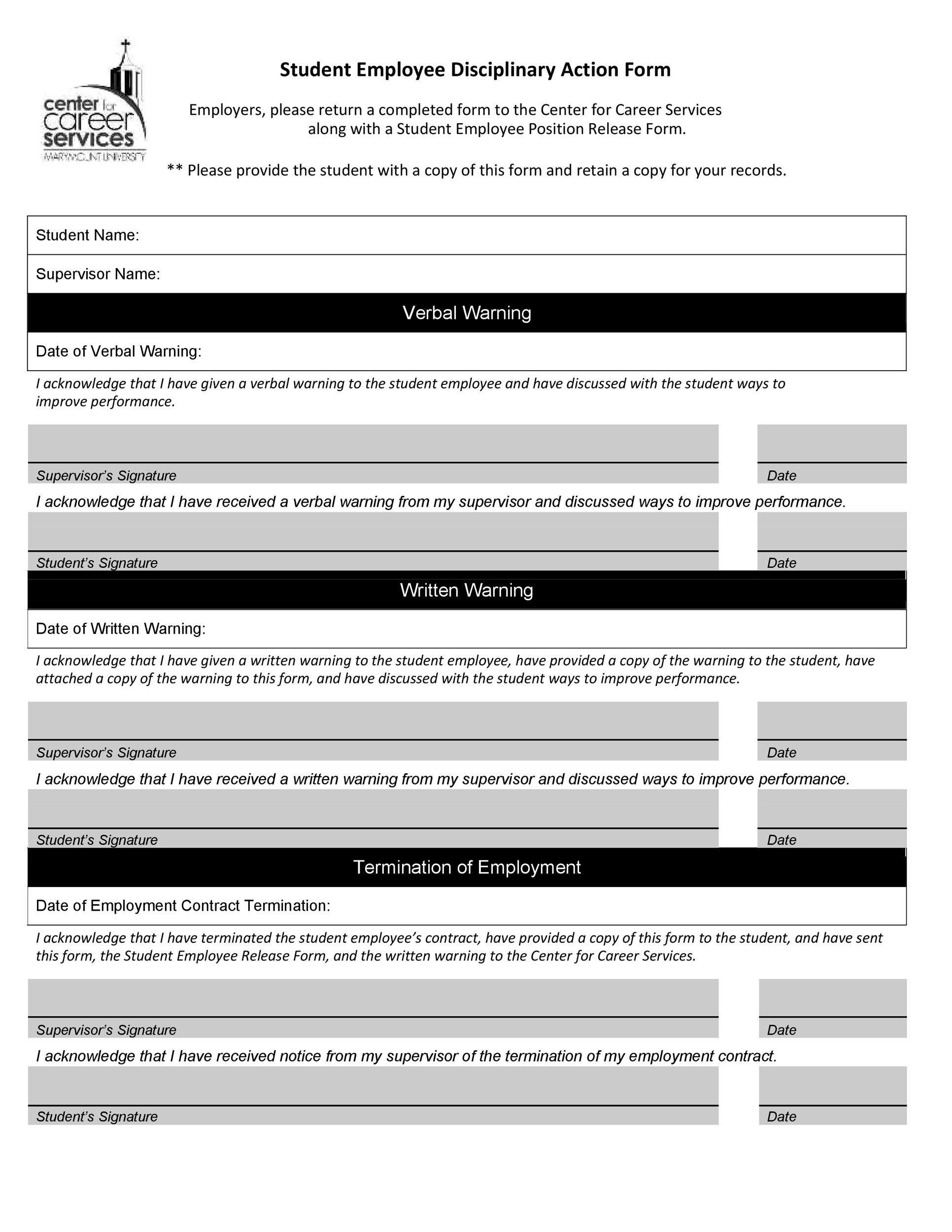 Sample Disciplinary Action Form 8 Examples In Pdf Word