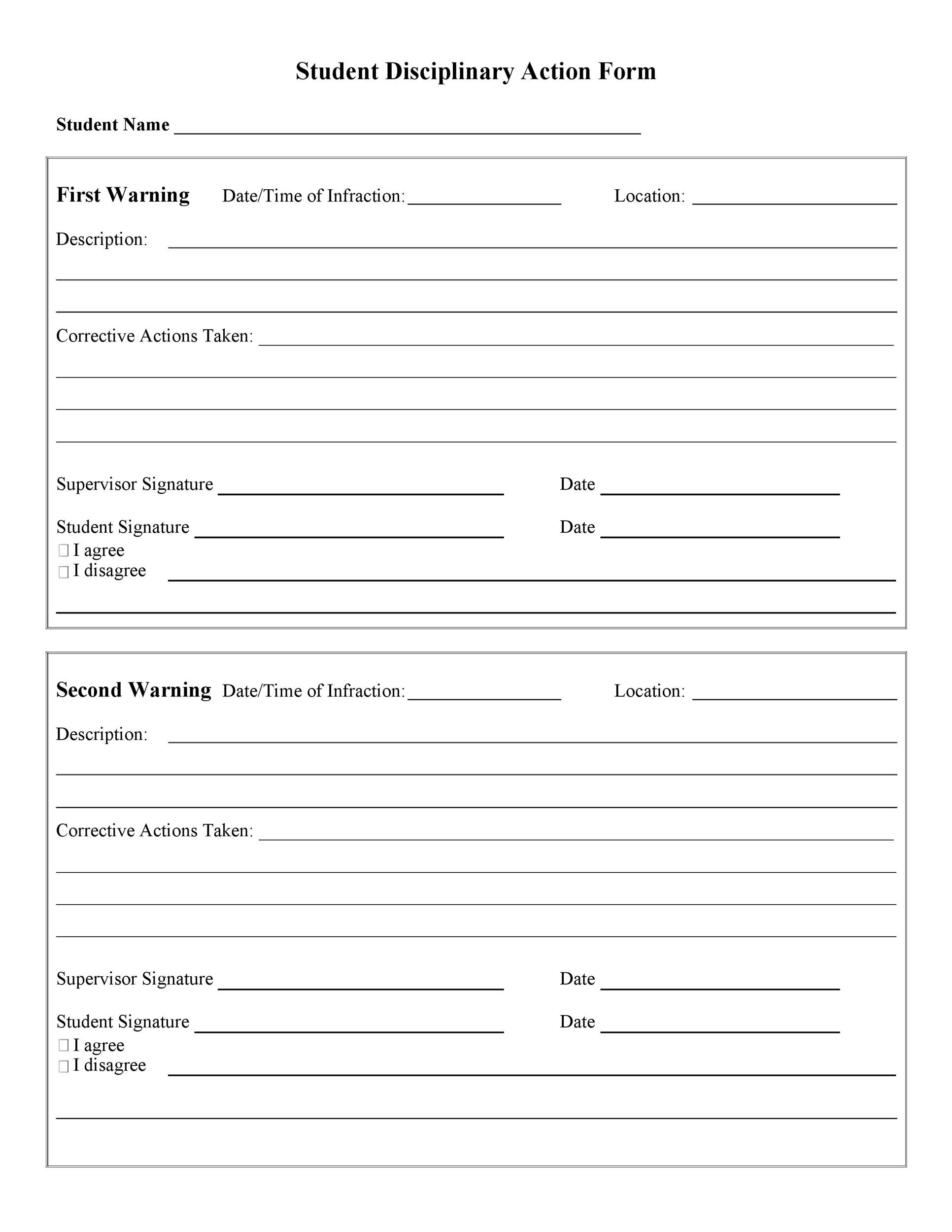 Disciplinary Action Forms Free Template Free Samples Examples