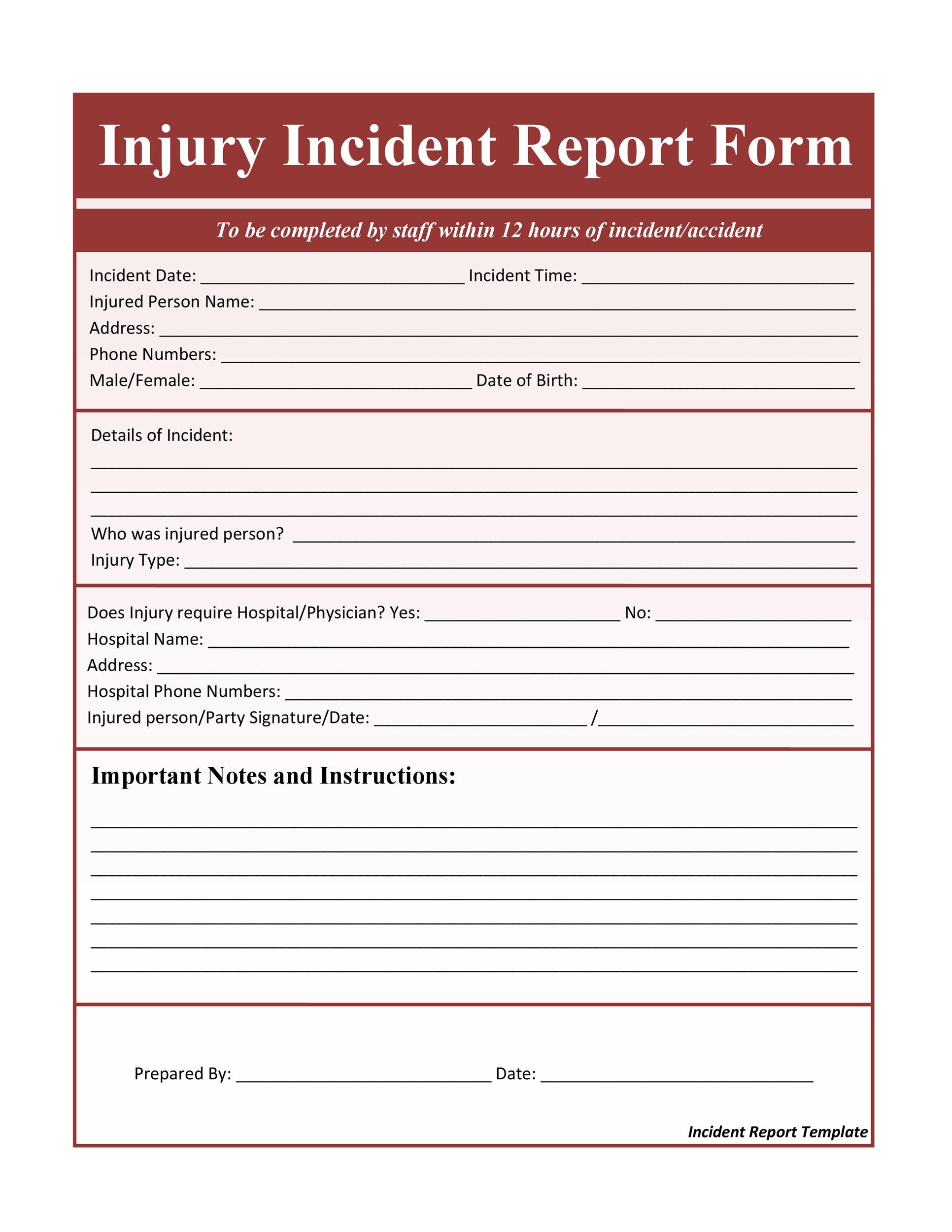 Incident Report Form Format