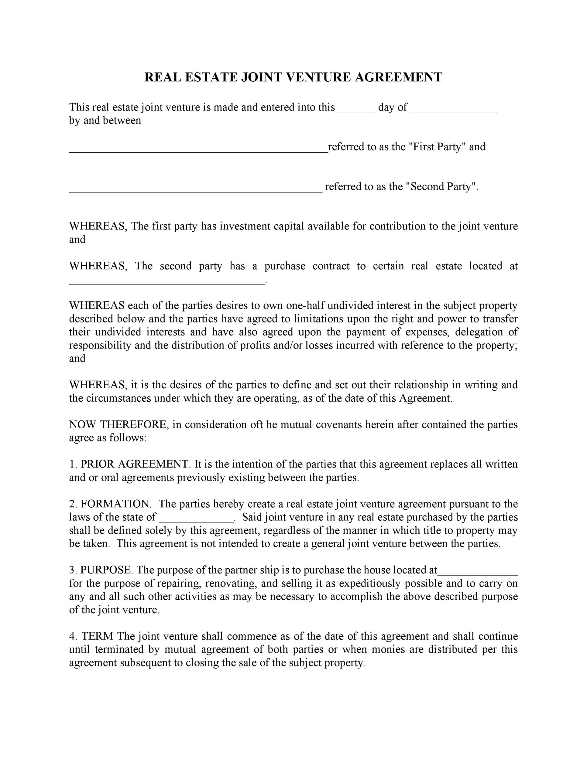 Co Ownership Agreement Real Estate Template Master of