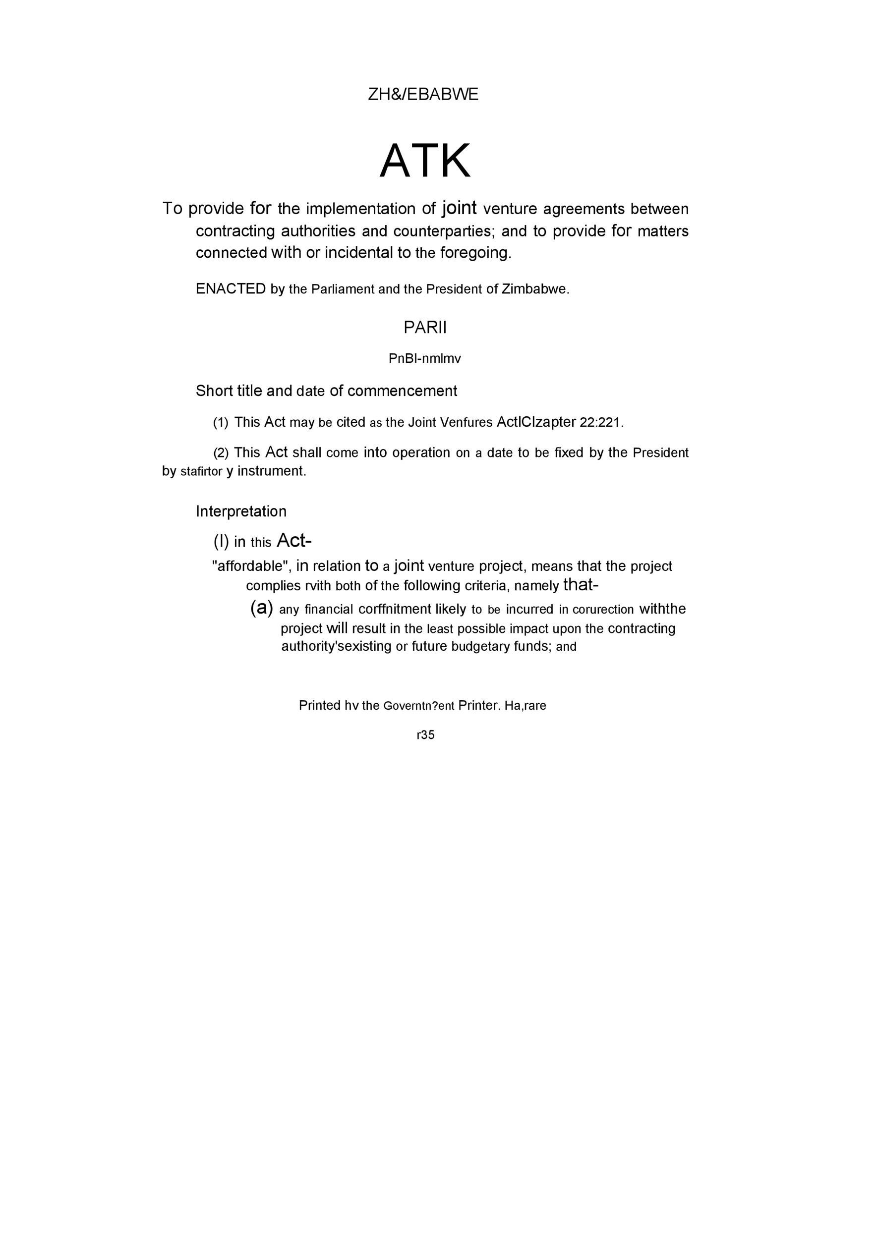 Free Simple Joint Venture Agreement Template