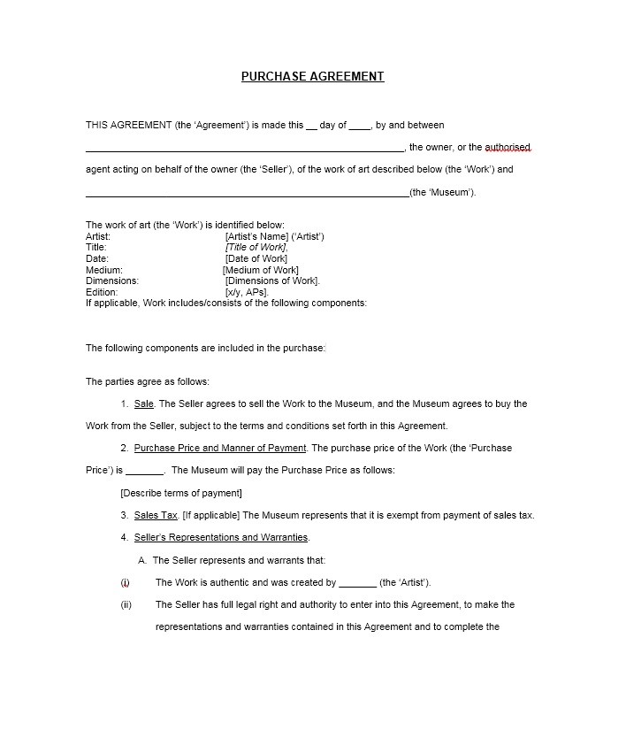 Raw Material Purchase Agreement Template