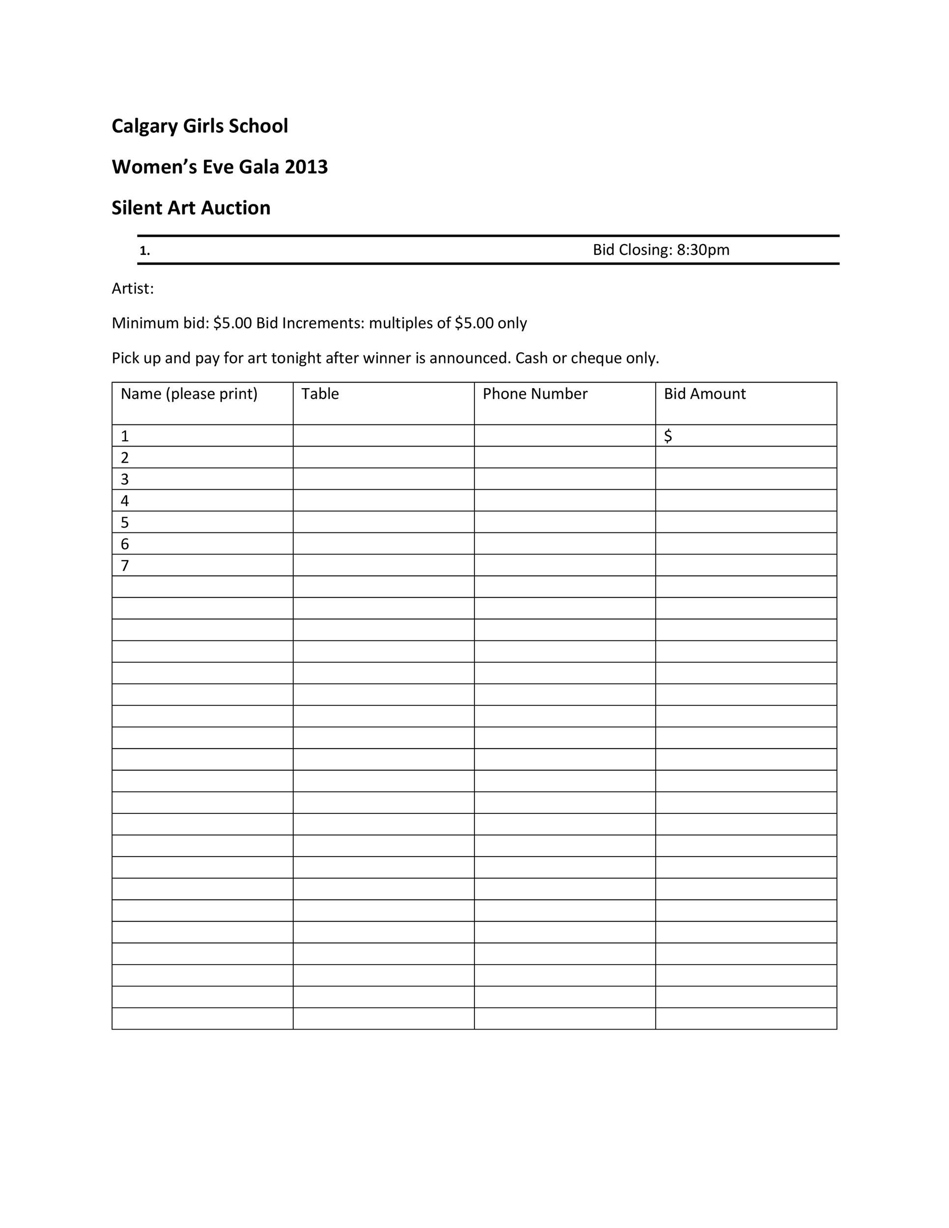 40+ Silent Auction Bid Sheet Templates [Word, Excel] ᐅ Template Lab
